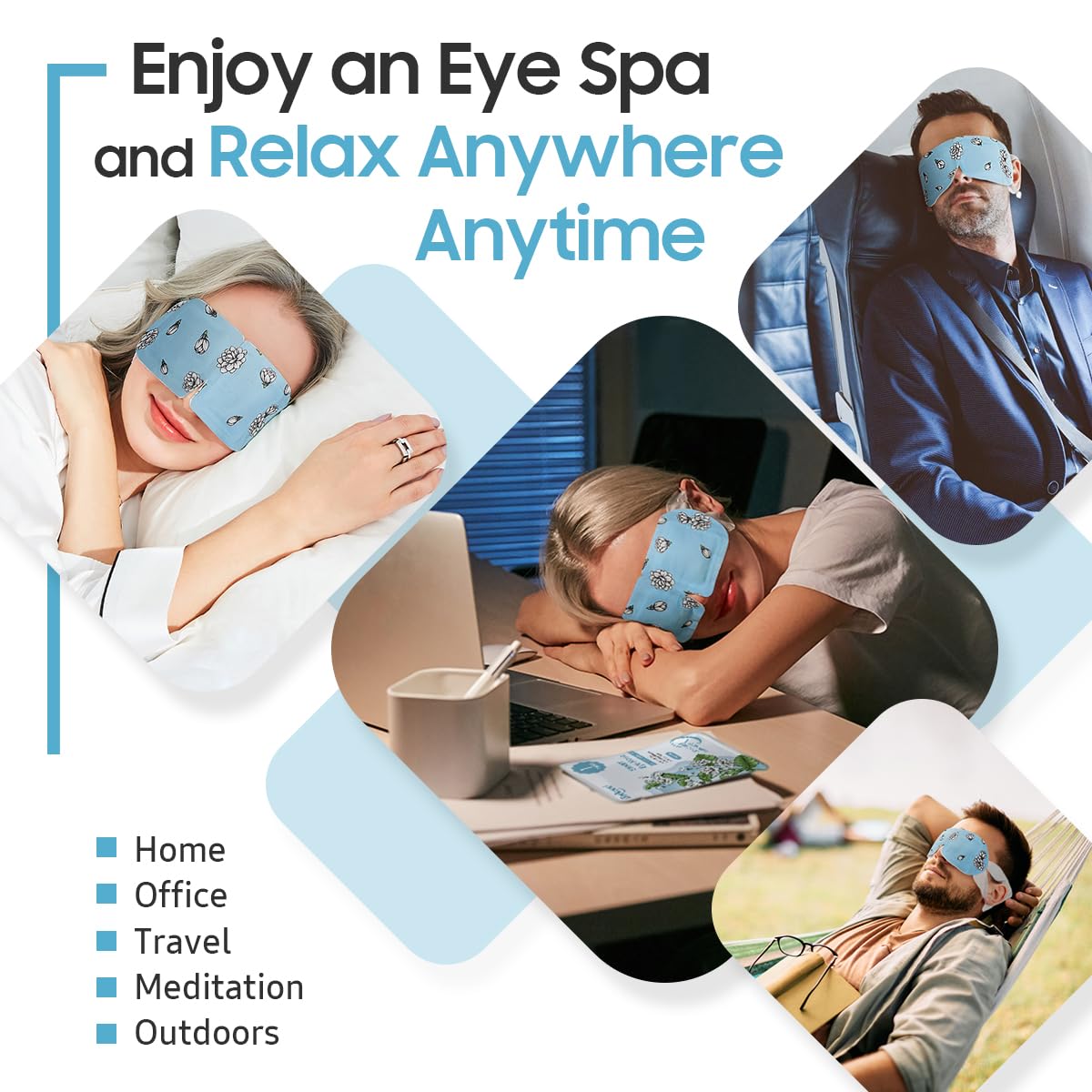 Steam Eye Mask, 20 Packs Heated Eye Mask Warm Compress for Eyes, Disposable Self Heating Eye Mask for Sleep, Spa, Travel Essentials & Relaxation Gifts for Women, Men (Jasmine)