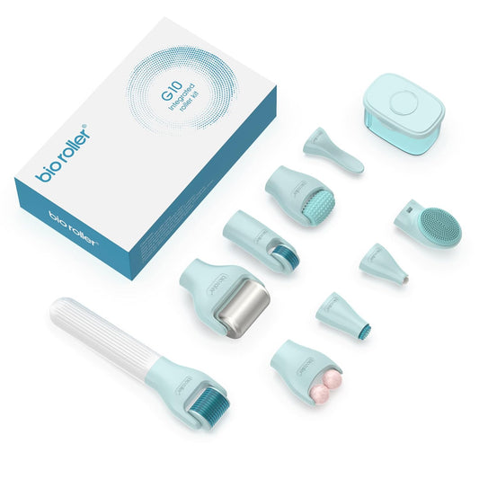 10 in 1 Derma Roller Kit, 0.25mm Microneedling Roller Microneedle Derma Roller with, Facial Beauty Roller Skin Care Tools, 10 Replaceable Heads and Storage Case