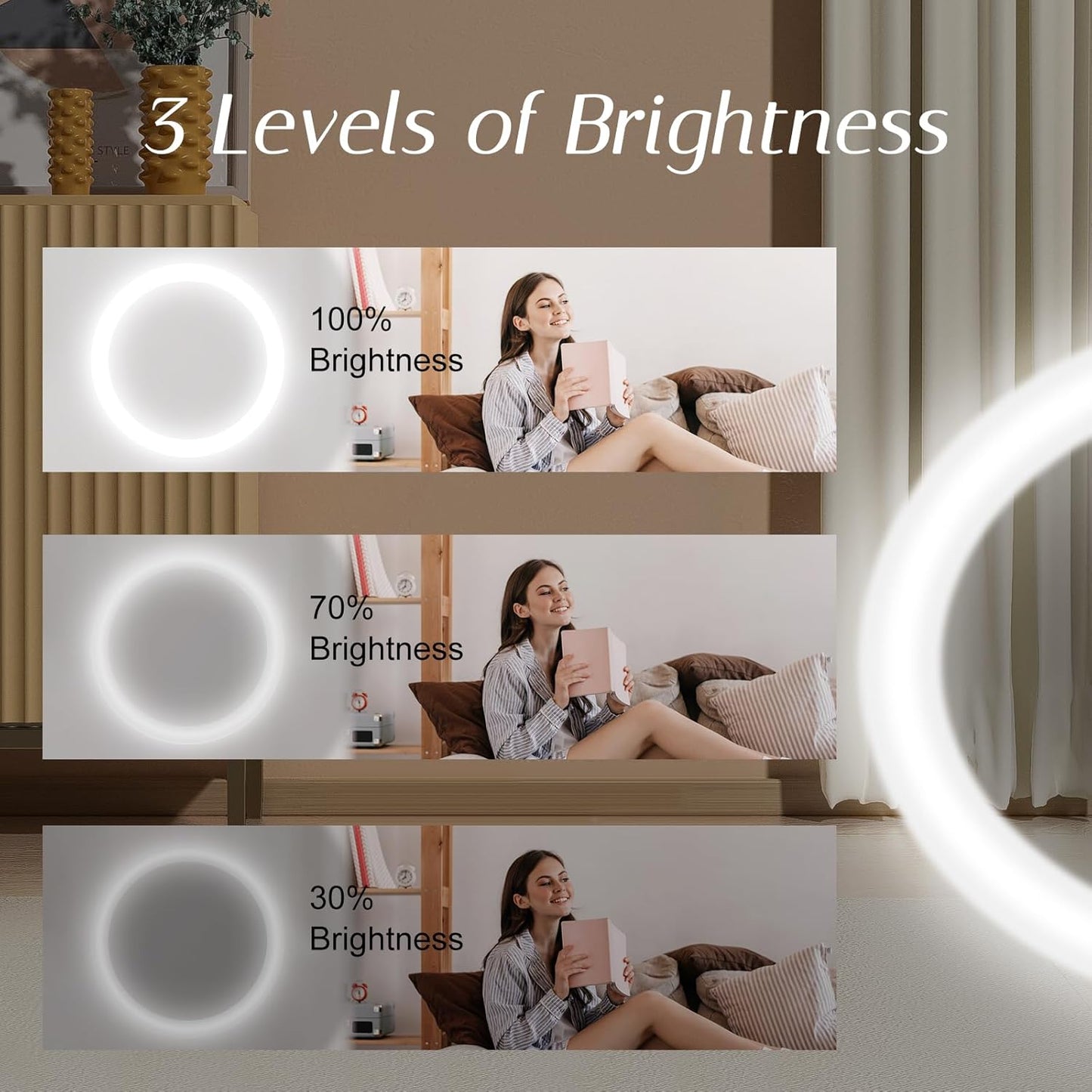 Compact Mirror with Light, 1X/3X Magnification LED Pocket Mirror with USB Data Cable,Mini Mirror for Purse, Pocket,Travel and Present (White)