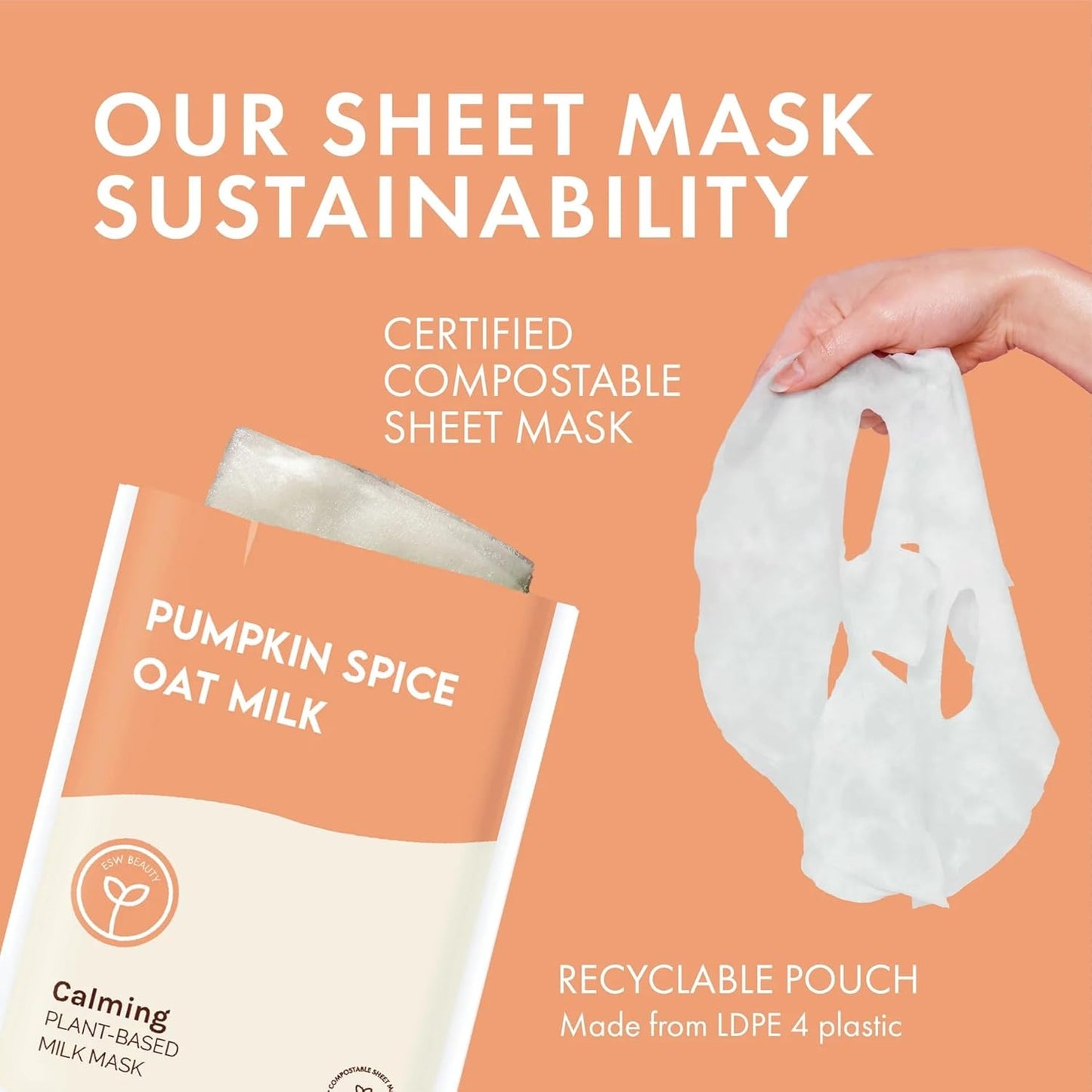 ESW Beauty Pumpkin Spice Oat Milk – Calming Plant-Based Milk Face Mask – Pumpkin Extract for Dry, Sensitive Skin – Soothes, Reduces Oil & Fights Breakouts