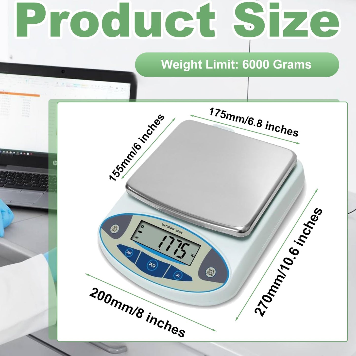 Lab Scale 6000g x 0.01g Accuracy 0.01 High Precision Electronic Analytical Balance Laboratory Precision Scale Digital Kitchen Balance Scale Jewelry Scale Scientific Scale