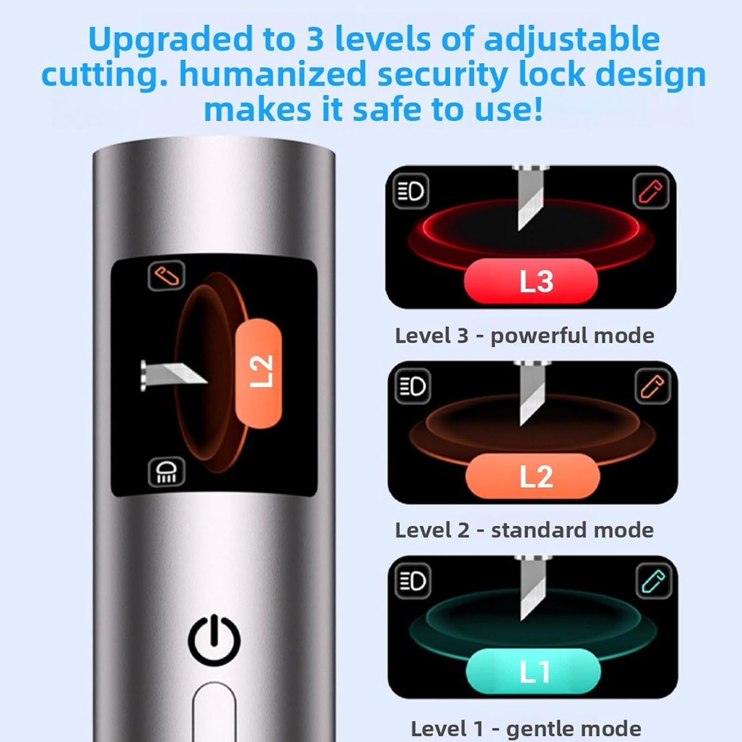 Vikye Ultrasonic Cutter, 40kHz Handheld Craft Cutting Tool 30W 3 Gears with 50 Replacement Blades OLED Display, for Plastic 3D Prints DIY (US Plug)