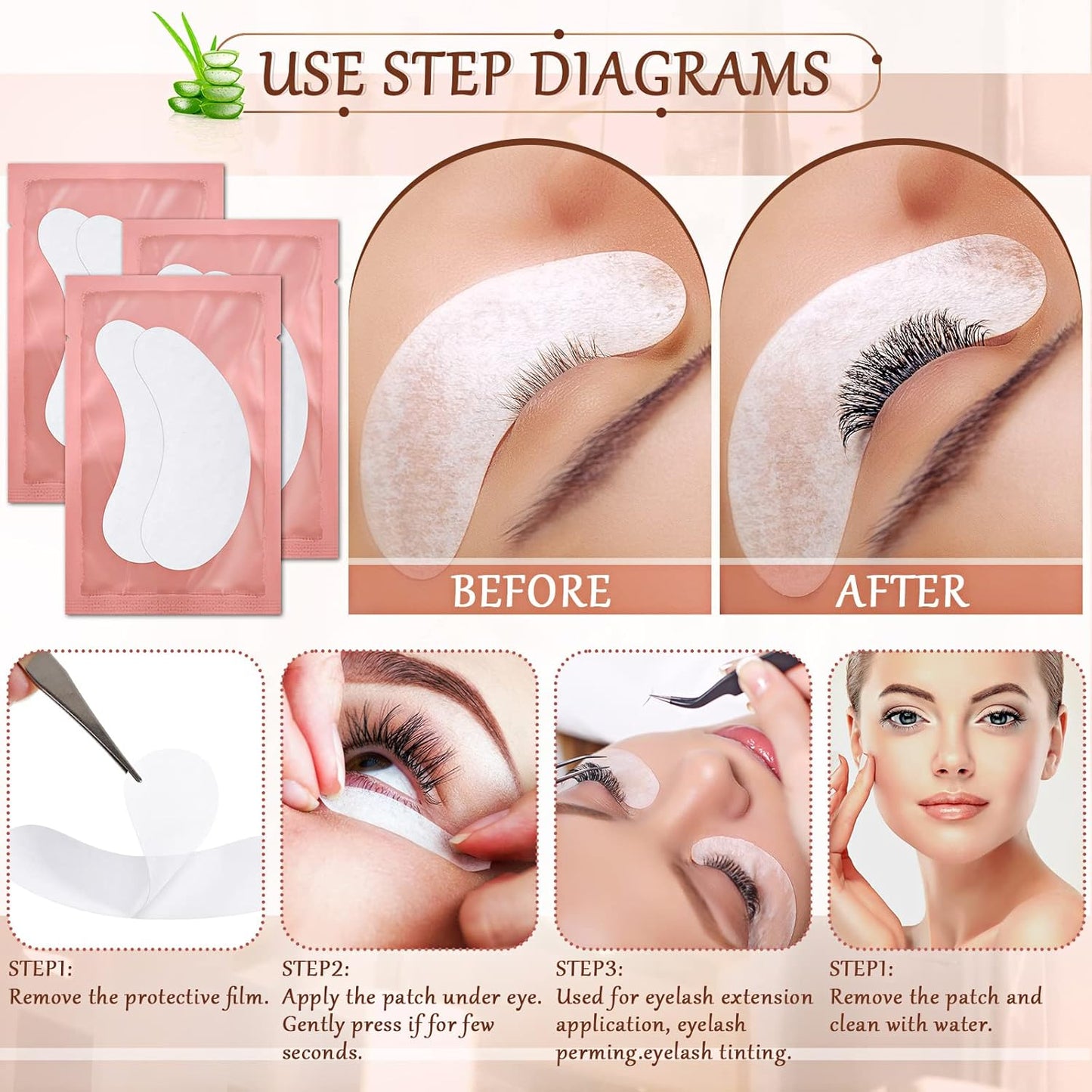 60 Pairs Under Eye Gel Pads Natural Eyelash Extension Gel Pads Patches Kit for Eyelash Extension Supplies Bulk Eyelash Extension Supplies Beauty Tools, Fit Most Eye Shape