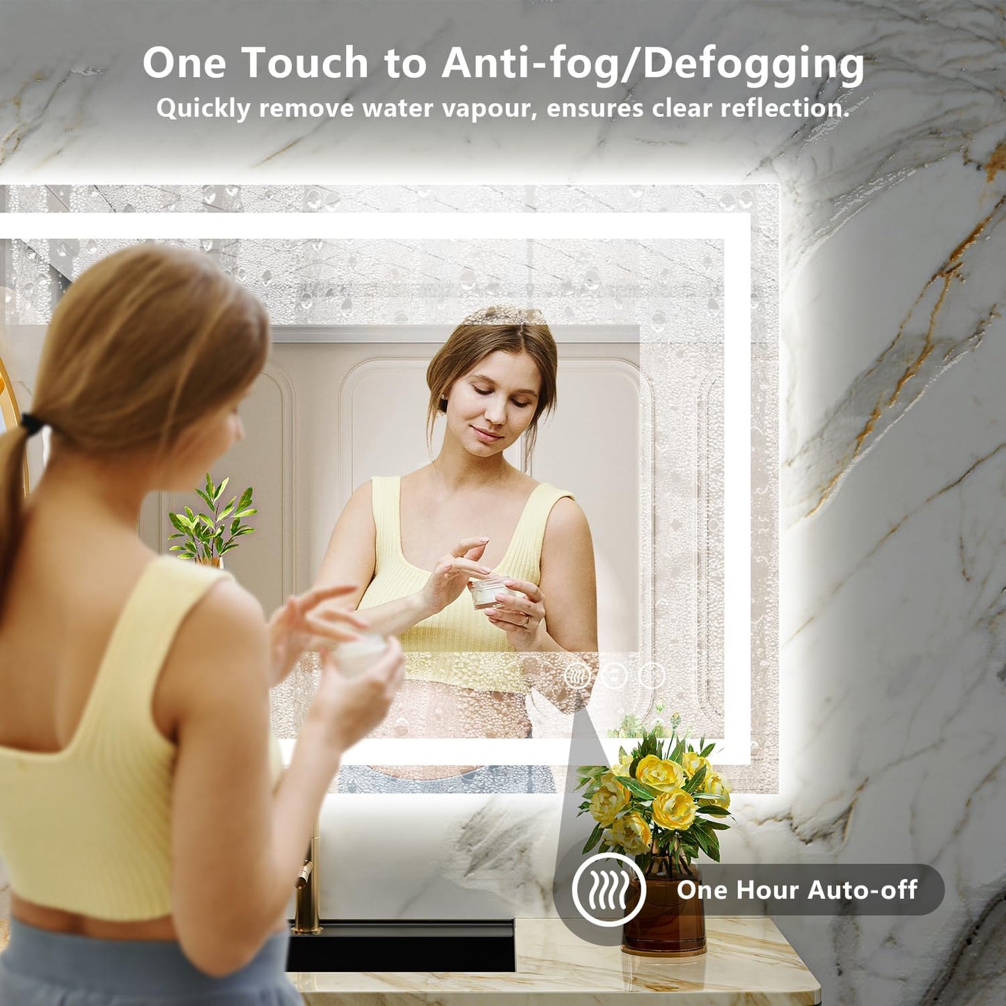 40x36 Inch LED Bathroom Mirror with Lights Front and Backlit Lighted Vanity Mirror for Bathroom Wall with 3 Colors Dimmable Anti-Fog Memory Shatter-Proof IP54 Waterproof Horizontal/Vertical