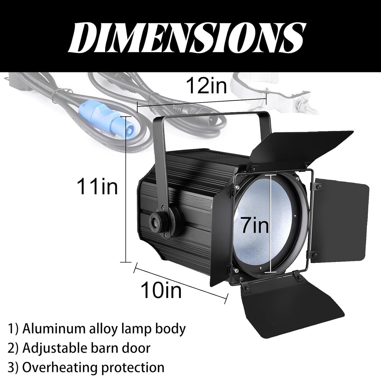 COB Stage Lights with Barn Doors, COB Par Light 200W LED RGBWAUV, DMX512 Master-Slave Sound DJ Lighting Spotlight Fresnel for Church Concert Wedding (6-Colors Style, 1)