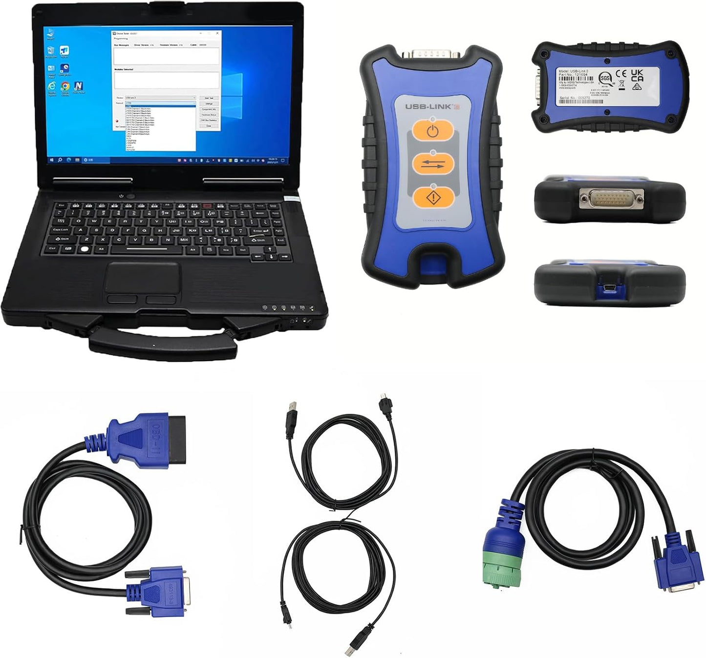 for Nexiq USB Link 3 Wired Edition Universal Truck Excavator Diagnostic Scanner Repair Info Database Plug & Play for Heavy Duty Diesel Engine Code Reader Tool (Nexiq3 Support Ben-dixX with Laptop)