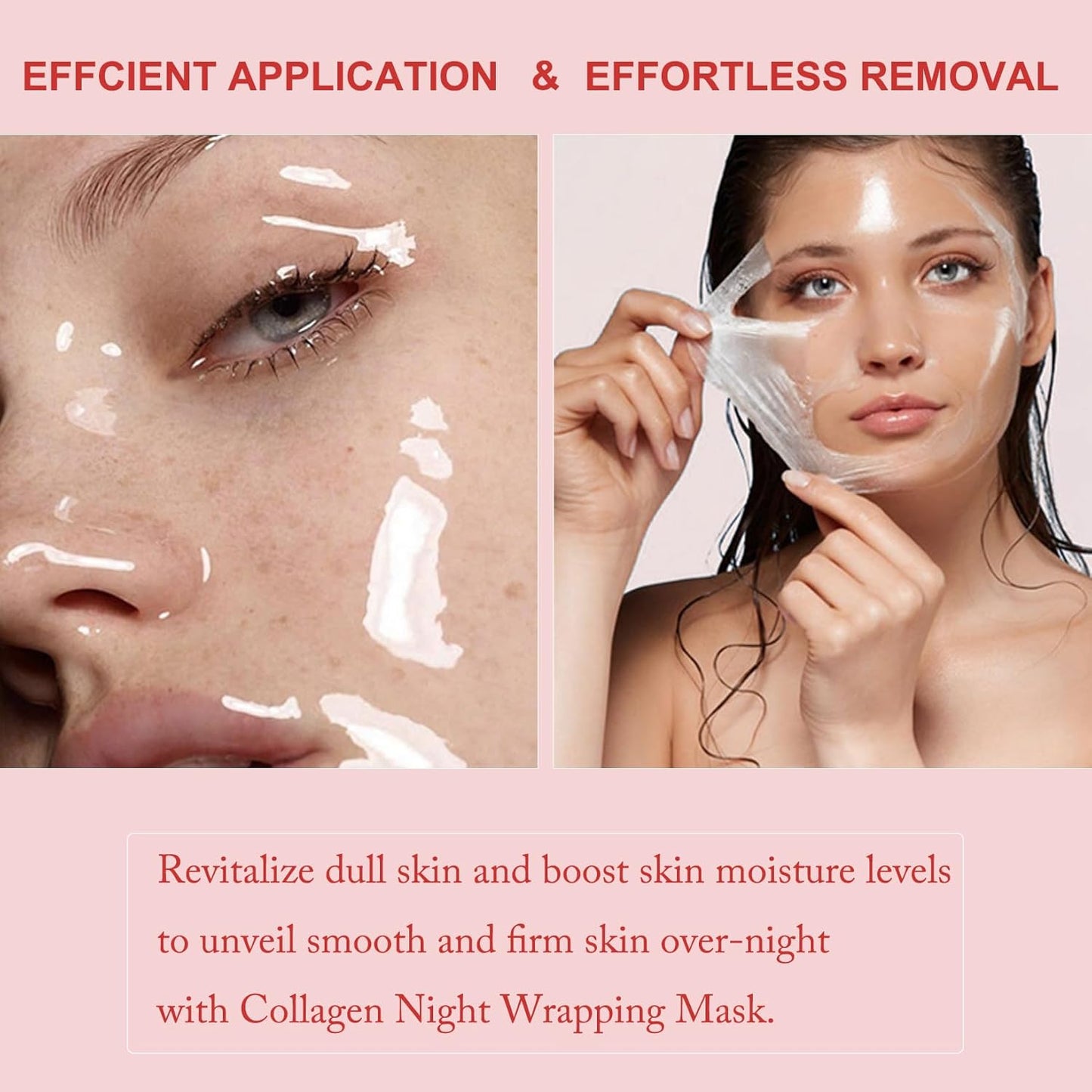 Collagen Night Wrapping Mask,Overnight Collagen Wrapping Mask,Collagen Peel Off Face Mask,Elasticity and Hydration Care,2.53 fl.oz(Brush Included)