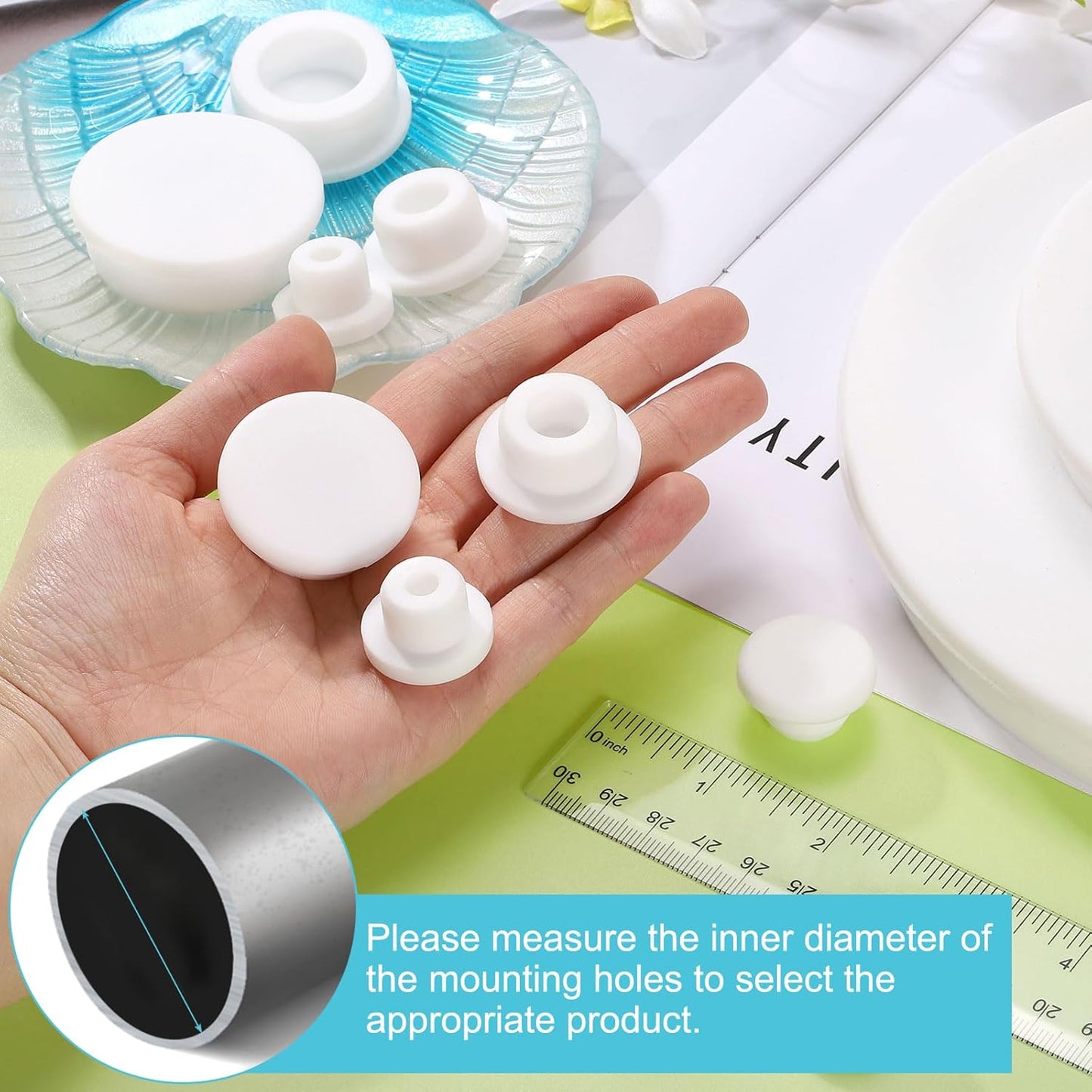 uxcell 8Pcs Silicone Hole Plug, Waterproof Round Rubber Stoppers Bottle Seal Plugs Tube Pipe End Caps for 27mm/1.06" Hole for Bathtub Bottle, White