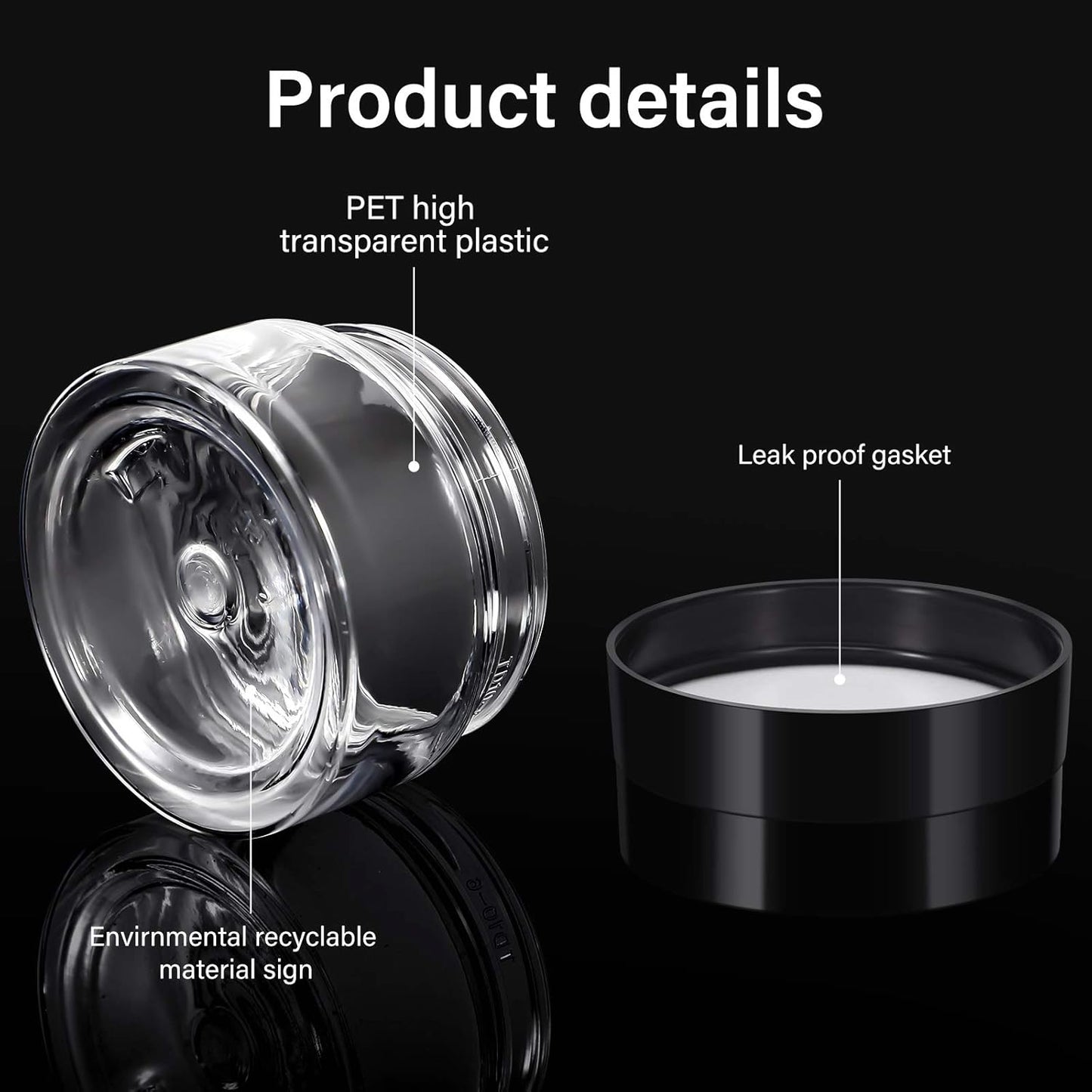 Patelai 4 Pieces Round Wide-mouth Leak Proof Plastic Container Jars with Lids for Travel Storage Makeup Beauty Products Face Creams Oils Salves Ointments DIY Making(4 Ounce,Black)