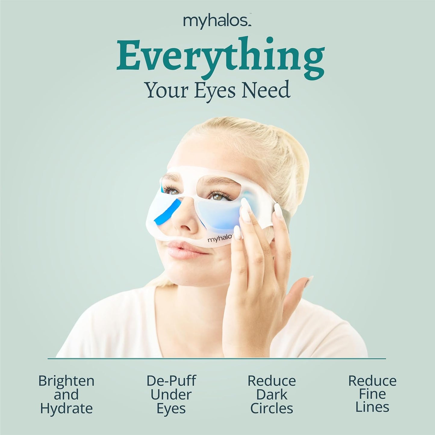 MyHalos Patented Eye Ice Pack for Puffy Eyes Set - Under Eye Masks for Dark Circles and Puffiness- 24 Eye Patches for Wrinkles - Under Eye Ice Pack With Under Eye Patches - Cold Eye Mask for Puffiness