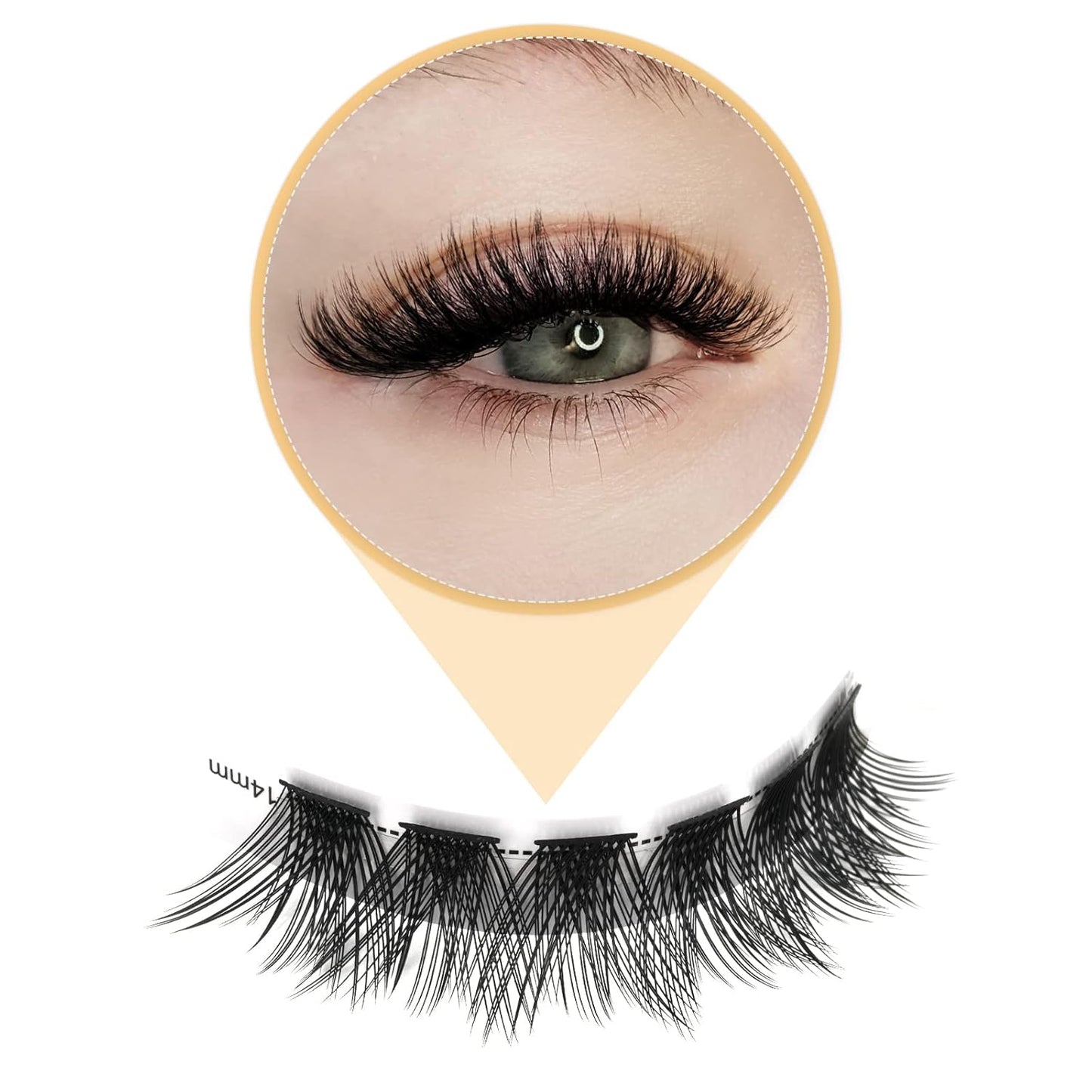 QUEWEL Cluster Lashes 72 Pcs Wide Stem Individual Lashes C/D Curl 8-16mm Length DIY Eyelash Extension False Eyelashes Soft for Personal Makeup Use at Home (H03-C-14)