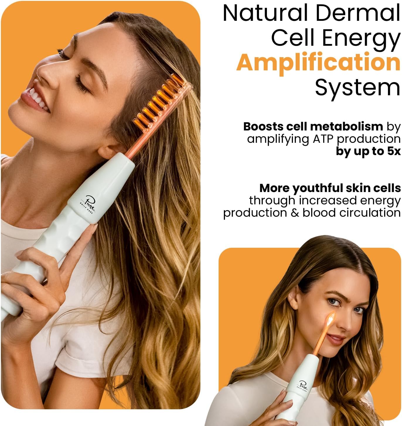Pure Daily Care NuDerma Handheld Skin Therapy Wand Machine w/Neon – Anti-Aging - Skin Tightening - Wrinkle Reducing - Dark Circles – Clarifying - Hair & Scalp Stimulator