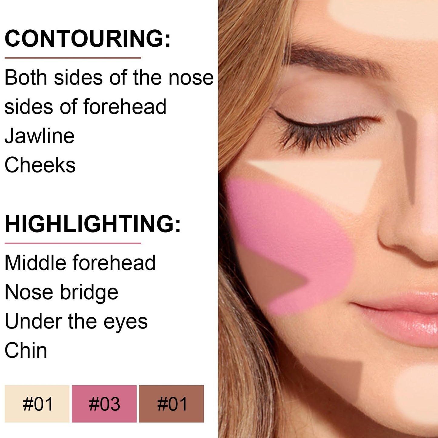 6 Colors Cream Contour Stick Makeup Kit,Shades with Highlighter,Blush,Bronzer Contour Stick for Sculpt the Cheeks,Long Lasting,Waterproof,Matte & Dewy Finish for Woman (SET A)