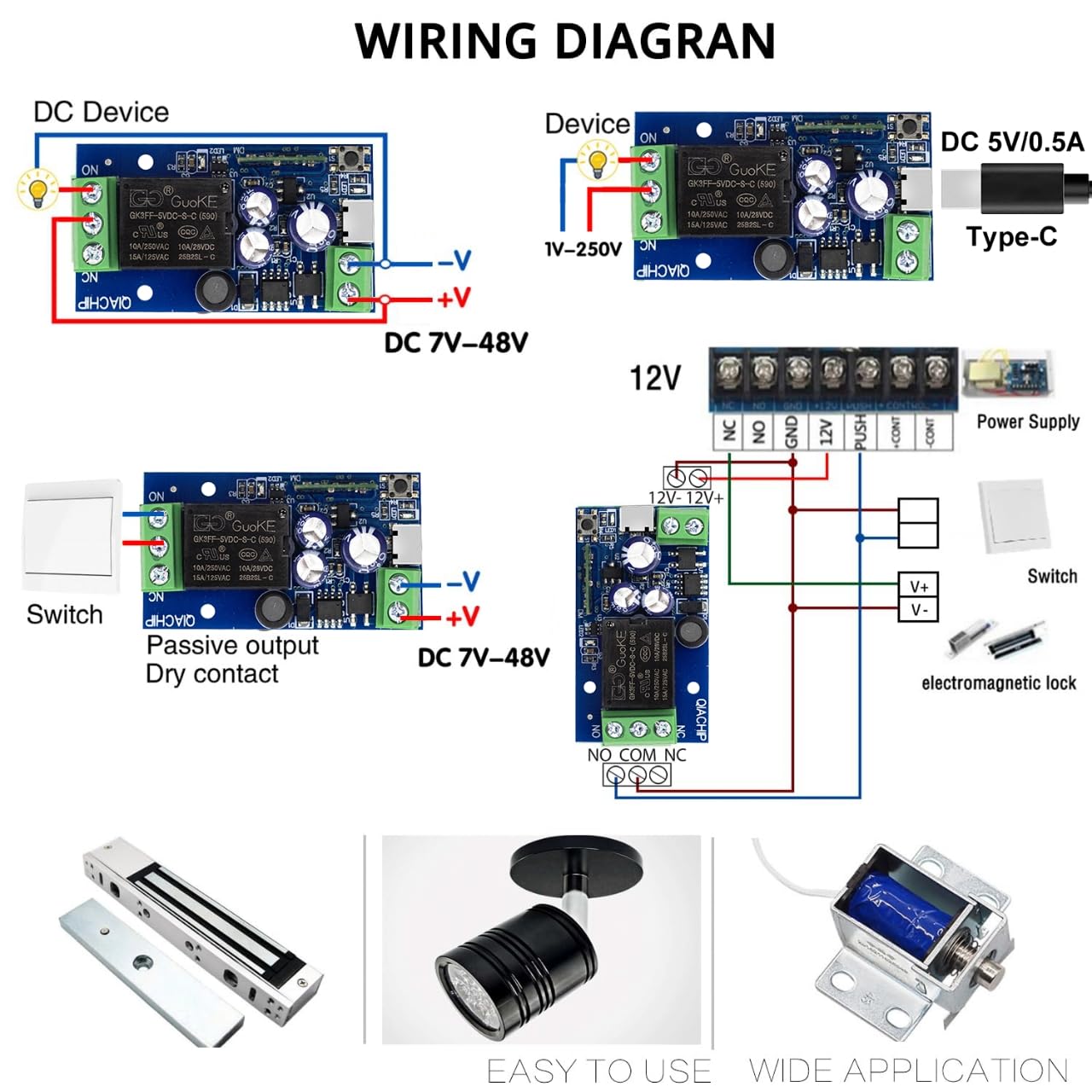 Ewelink WiFi Wireless Smart Relay Module USB 5v/12v/24v/48v Inching Selflock Remote ON Off Power Switch for Access Control,Turn on PC, Compatible with Alexa Google Home