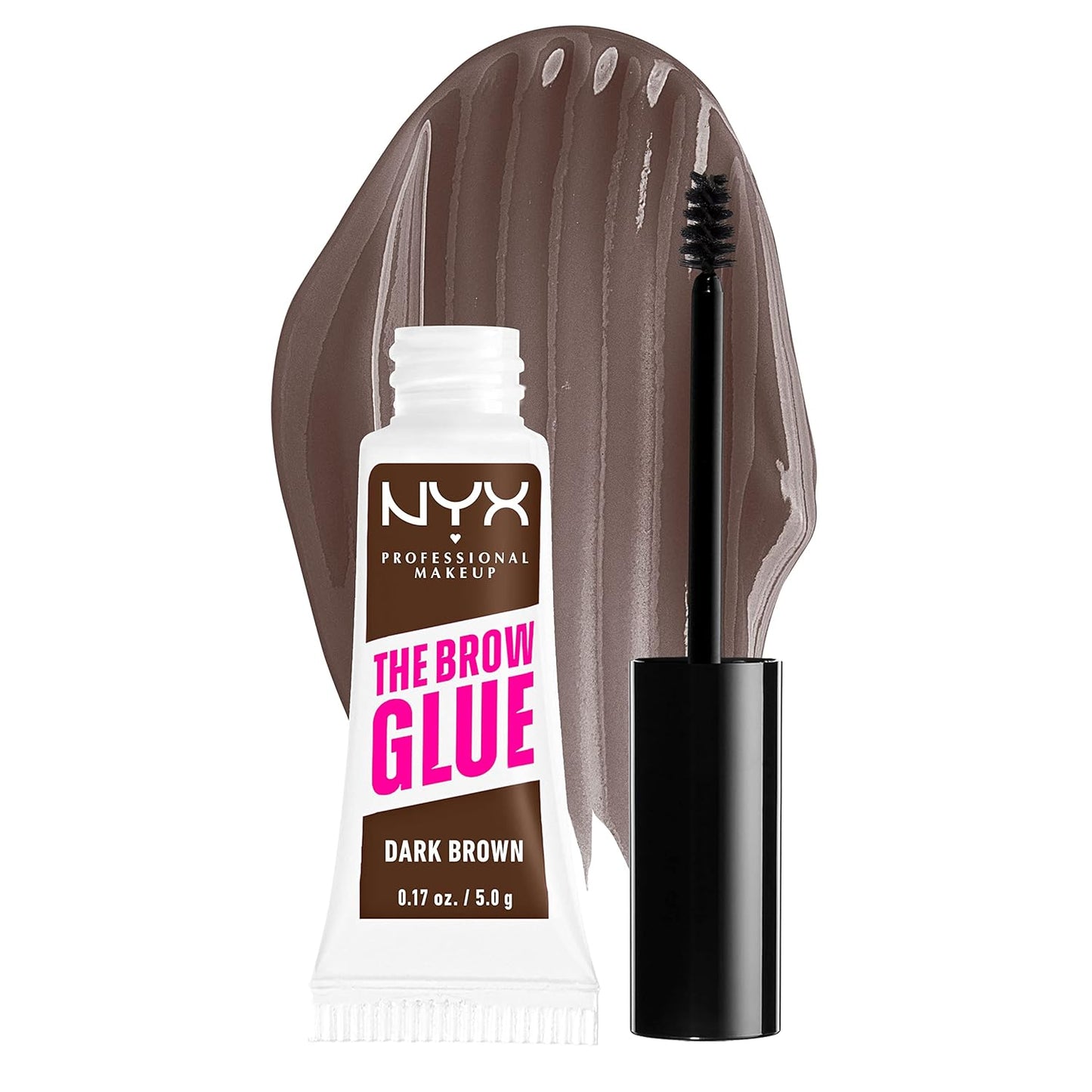 NYX PROFESSIONAL MAKEUP The Brow Glue Extreme Hold Tinted Eyebrow Gel Dark Brown & Butter Gloss Non-Sticky Lip Gloss Tiramisu