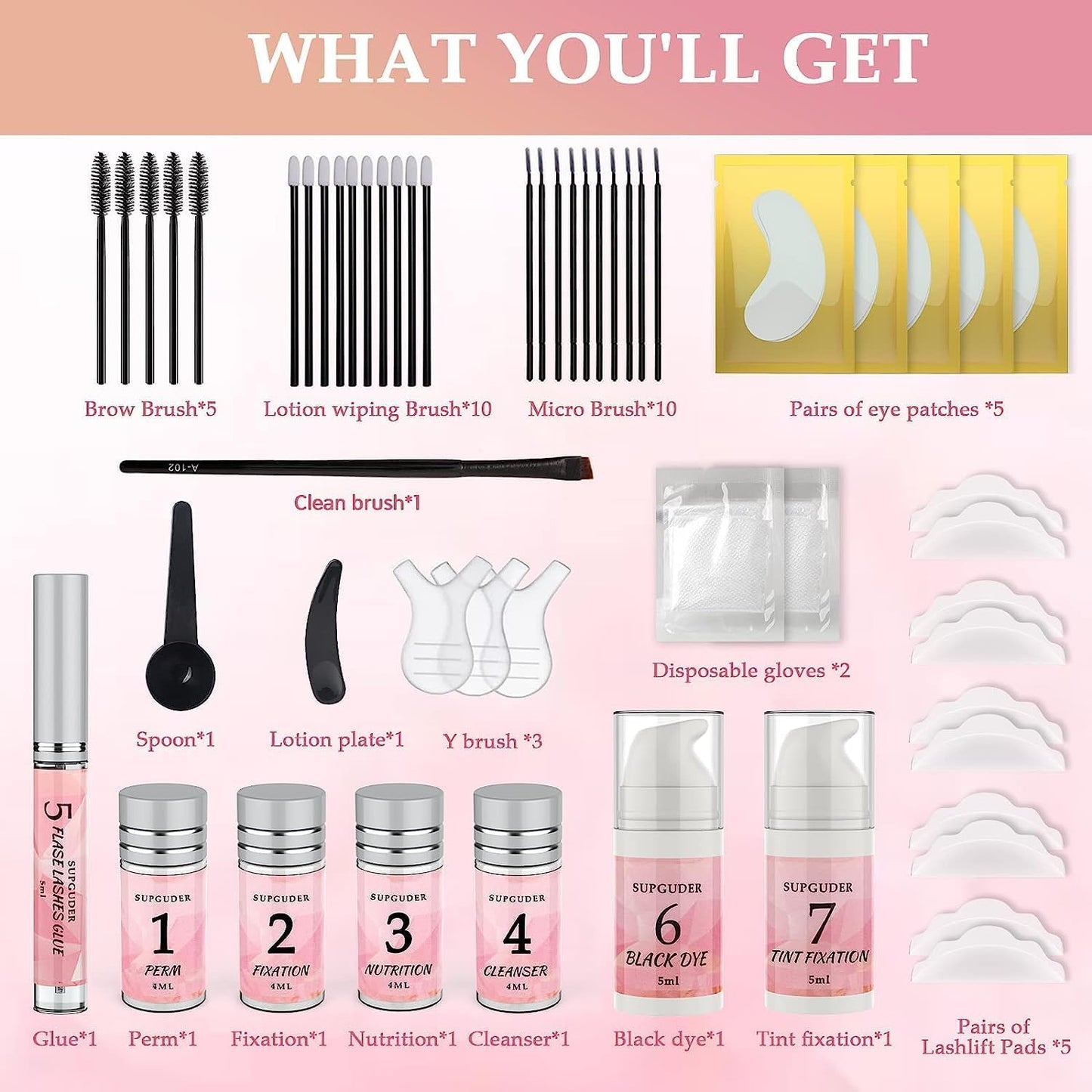 2025 4in1 Lash Lift and Brow Lamination Kit with Long-Lasting Black Color for 6-8 Weeks, Eyelash & Eyebrow Perm DIY Professional Kit,Easy to Use at Home & Salon
