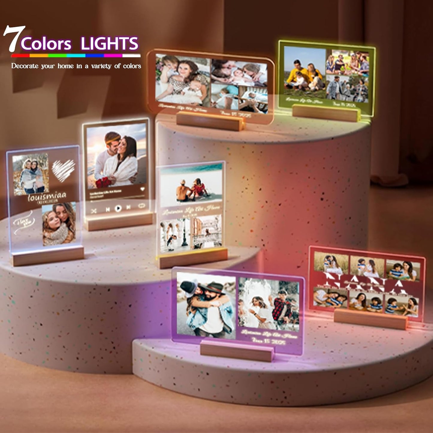 LOUISMIAA Customized Picture Frames with Night Light,Personalized Ptoto Frame Anniversary Birthday Mother’s Day Father’s Day Valentine’s Gifts for Boyfriend Girlfriend Couple Same Day Shipping