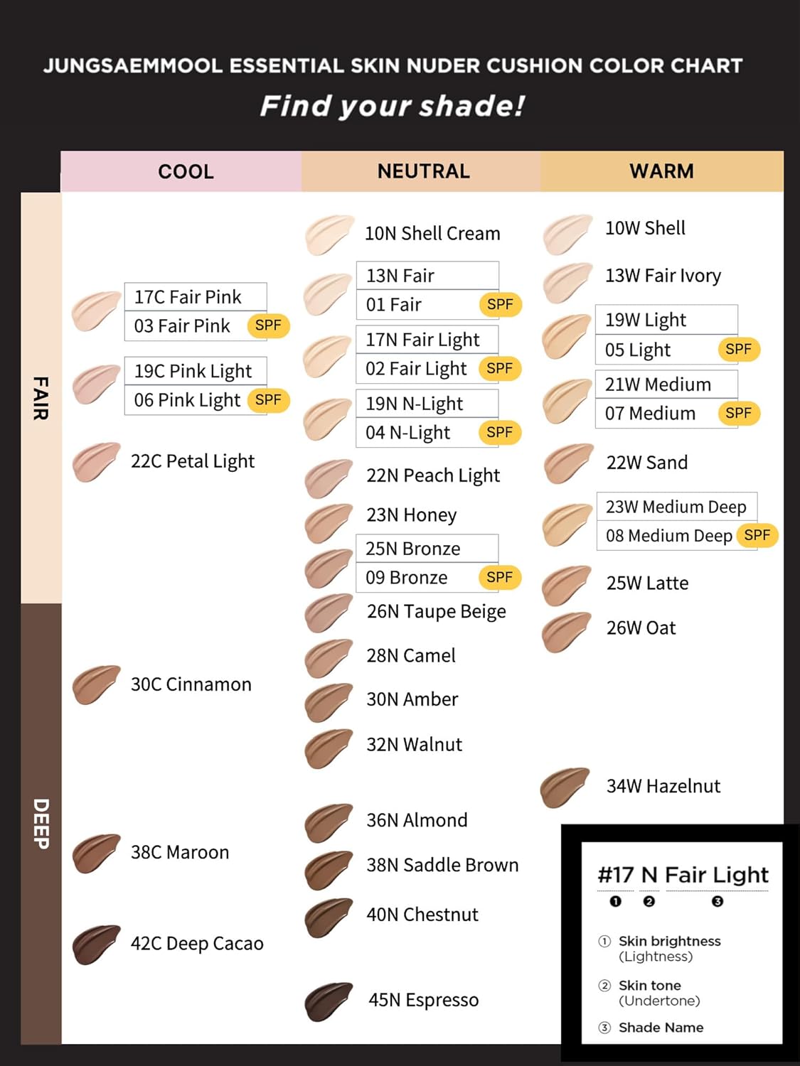 JUNG SAEM MOOL Essential Skin Nuder Cushion 10W Shell 0.49 Fl Oz, No Refill, Natural Radiant Finish Cushion Foundation with Buildable Coverage, Lightweight Texture, Korean Foundation Makeup