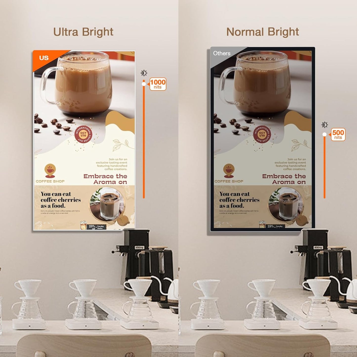 65 Inch 4K UHD 700nits Wall Mount Digital Signage Slim Fit Frameless Commercial Display LCD Monitor Advertising Screen 4-32GB Android 11.0 with HDMI In