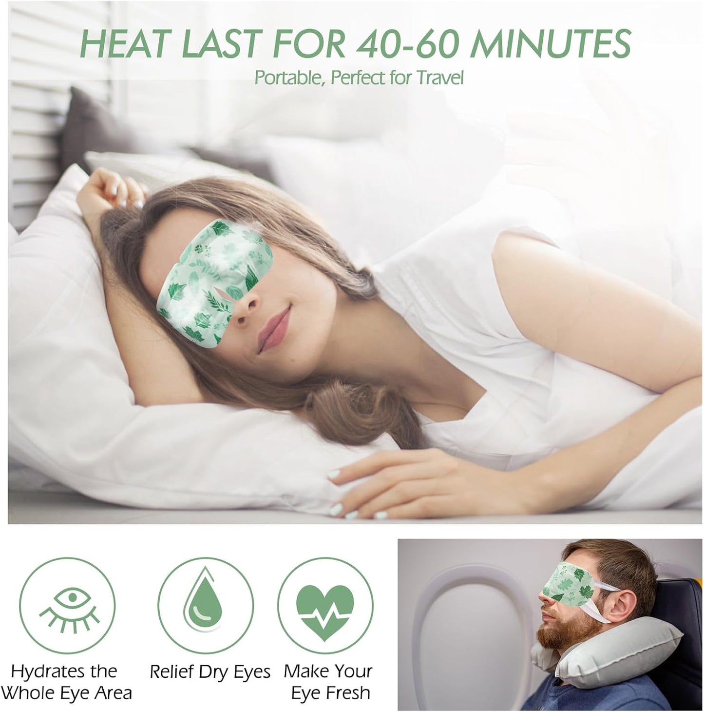 Jekeno Steam Eye Mask, 20 Packs Eye Masks for Dry Eyes Dark Circles and Puffiness, 40-60 Minutes Self Heated Steam Warm Eye Mask, Christmas Spa Gifts for Women