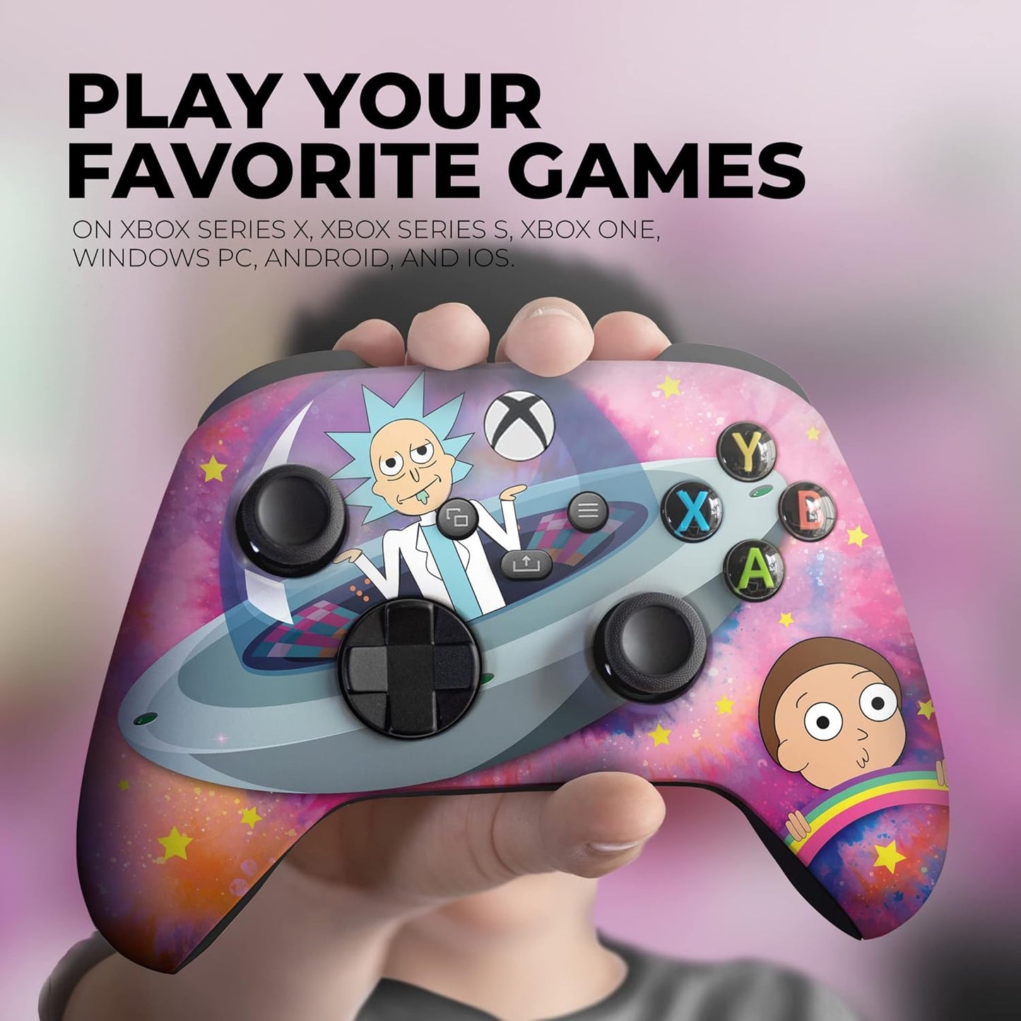 DreamController Schwifty Rickky & Mortty Custom X-box Controller Wireless compatible with X-box One/Series X/S Proudly Customized in USA with Permanent HYDRO-DIP Printing (NOT JUST A SKIN)
