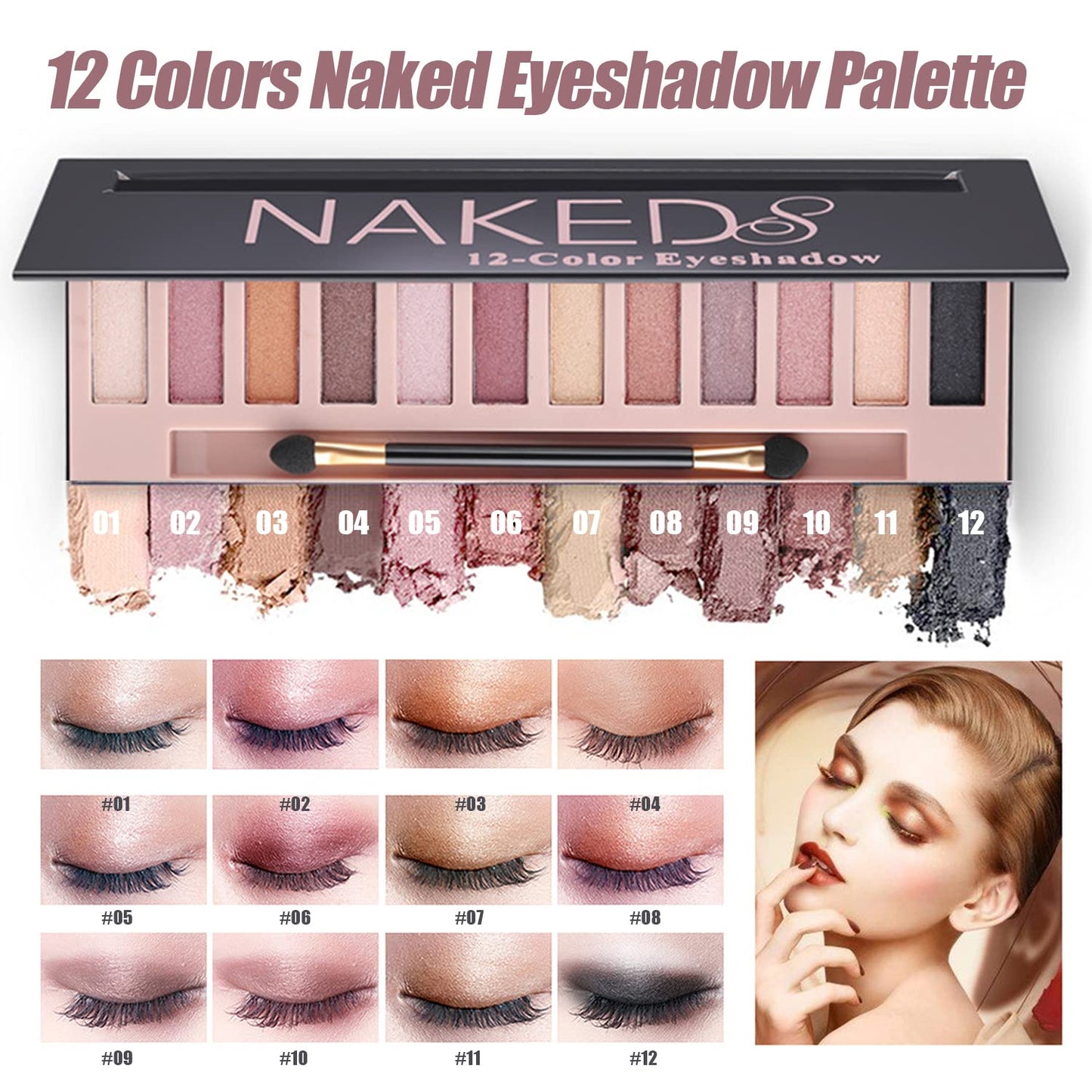 All in One Makeup Kit for Women,Includes Naked Eyeshadow,Liquid Foundation,Lipstick Set,Mascara,Makeup Brush,Makeup Sponge,Eyebrow Powder,Eyebrow Soap,Eyeliner Stamp,Primer,Contour Stick,Makeup Bag