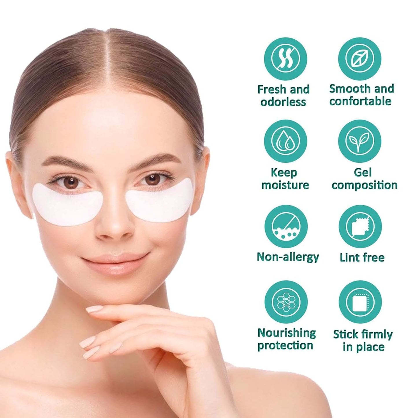 50 Pairs Under Eye Pads, Lint Free Lash Extension Eye Gel Patches for Beauty Salon False Eyelash Extensions Grafting, Hydrogel Eye Mask Beauty Makeup Tool