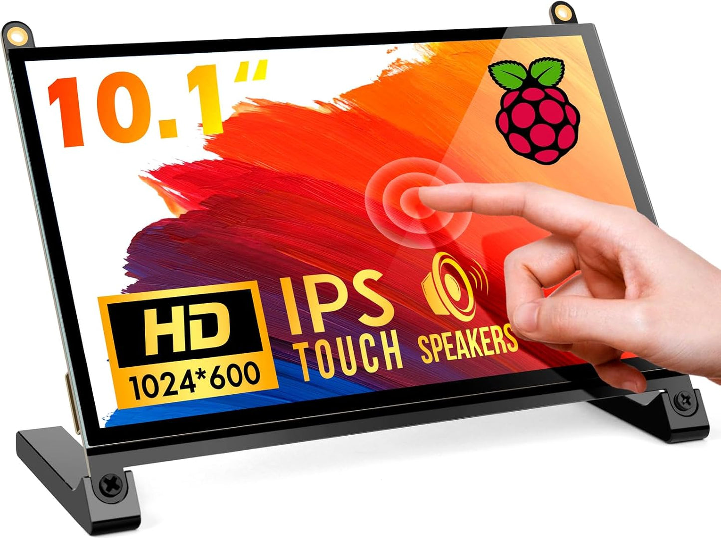 ROADOM Raspberry Pi Screen, 10.1’’ Touchscreen Monitor, IPS FHD 1024×600,Responsive and Smooth Touch,Dual Built-in Speakers,HDMI Input,Compatible with Raspberry Pi 5/4/3/Zero,Easy Assembly,Driver Free