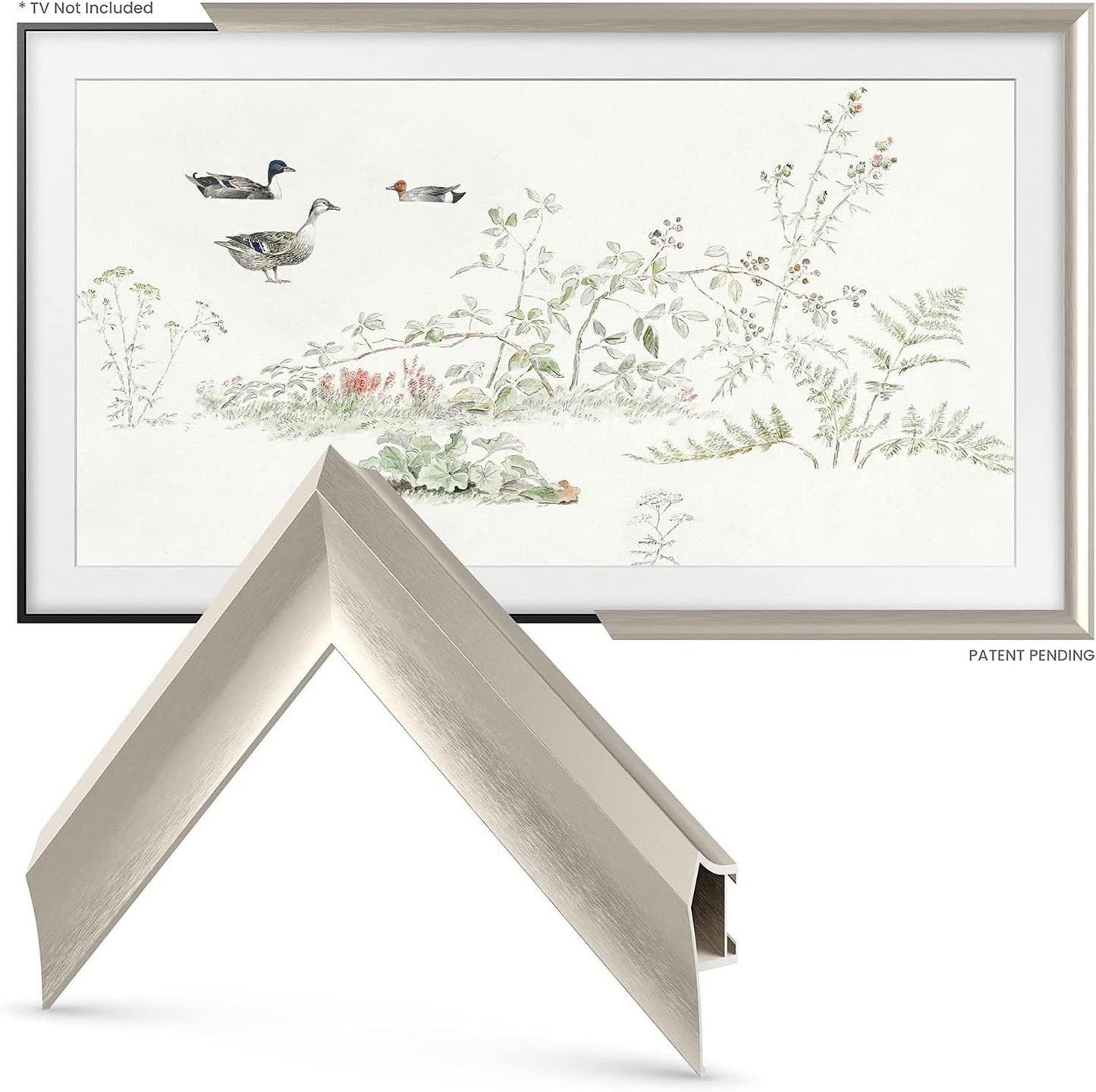 German Silver Prismatic 85" Alloy Deco TV Frame - Compatible ONLY with Samsung The Frame TV and Pro TVs (Fits 2021-2025, LS03A, LS03B,LS03C,LS03D,LS03FA,LS03FW)