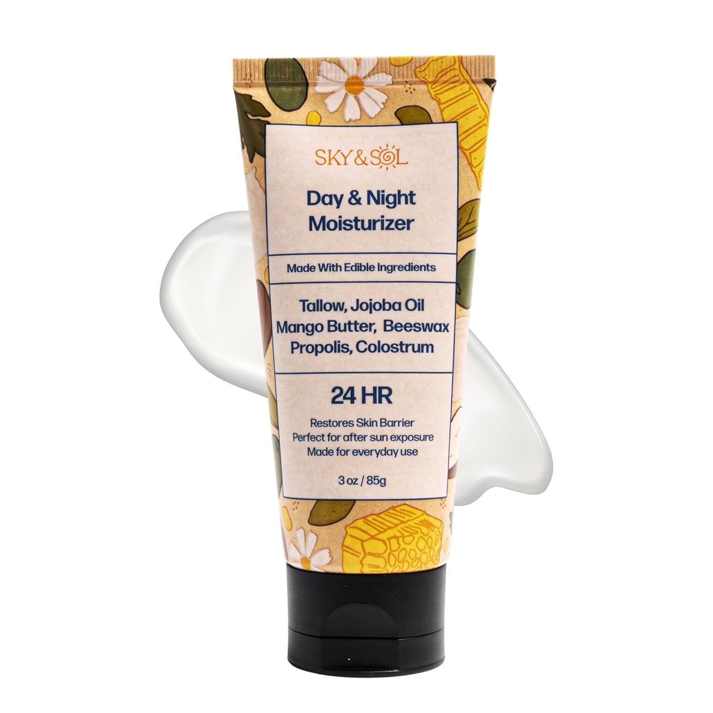Everything Cream | 100% Grass Fed Beef Tallow Moisturizer for Face and Body | Day & Night Skincare | Safe Natural Edible-Grade Ingredients | After-Sun Care | All Skin Types | 3 oz