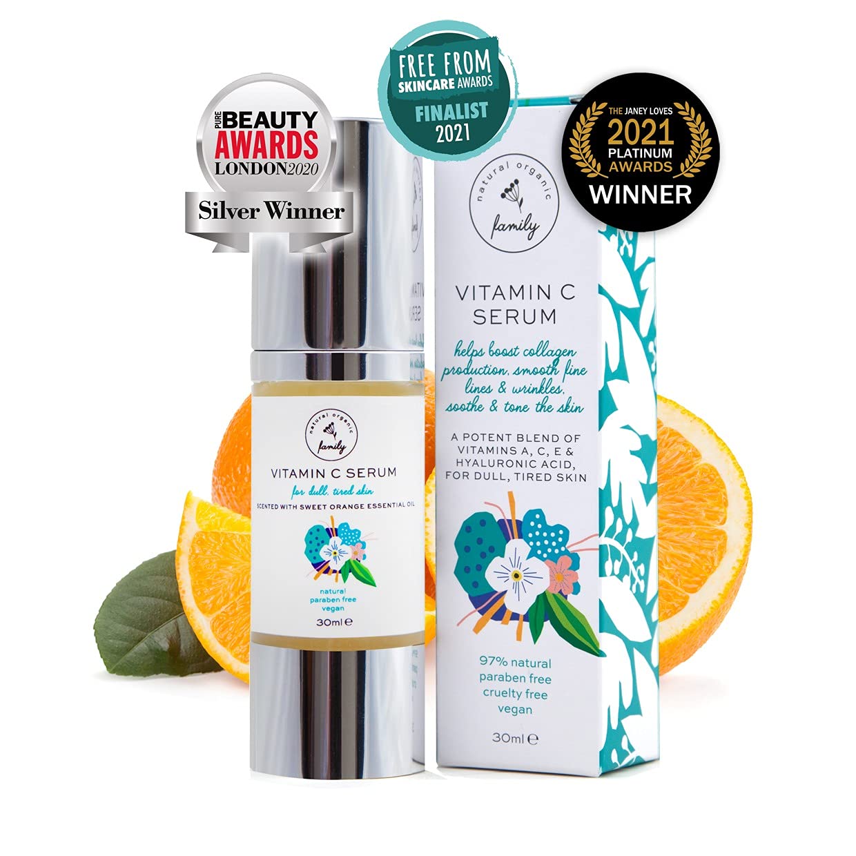 Vitamin C Serum for Face with Hyaluronic Acid, Aloe Vera, Retinol, and Vitamin E - Natural Skin Care for Beautiful and Healthy Skin - Helps Dull and Tired Skin and Fine Lines