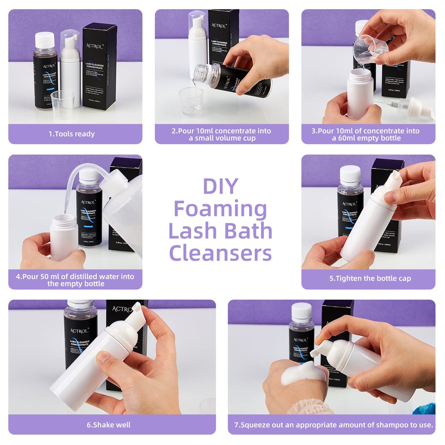 Eyelash Cleanser Concentrate 200ml Peach Professional Lash Shampoo Foaming Cleanser Paraben & Sulfate Free Non-lrritating Wash for Extensions Lashes with Salon Home Care-Makes 40 Bottles
