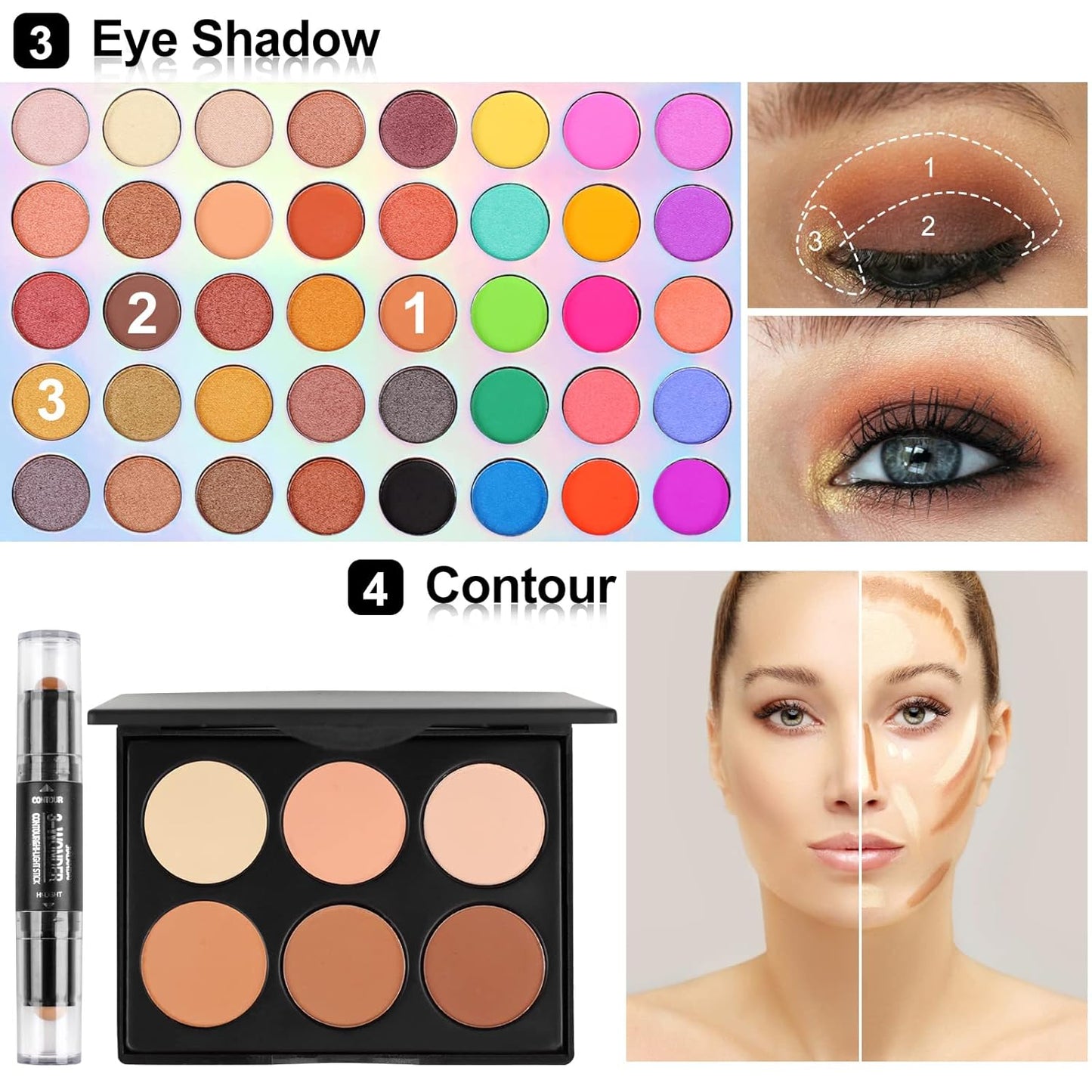 Fenshine Makeup Set,Make Up Starter Kit With Storage Bag Portable Travel Make Up Palette Eyeshadow Foundation Lip Gloss for Teenage & Adults (Type A)