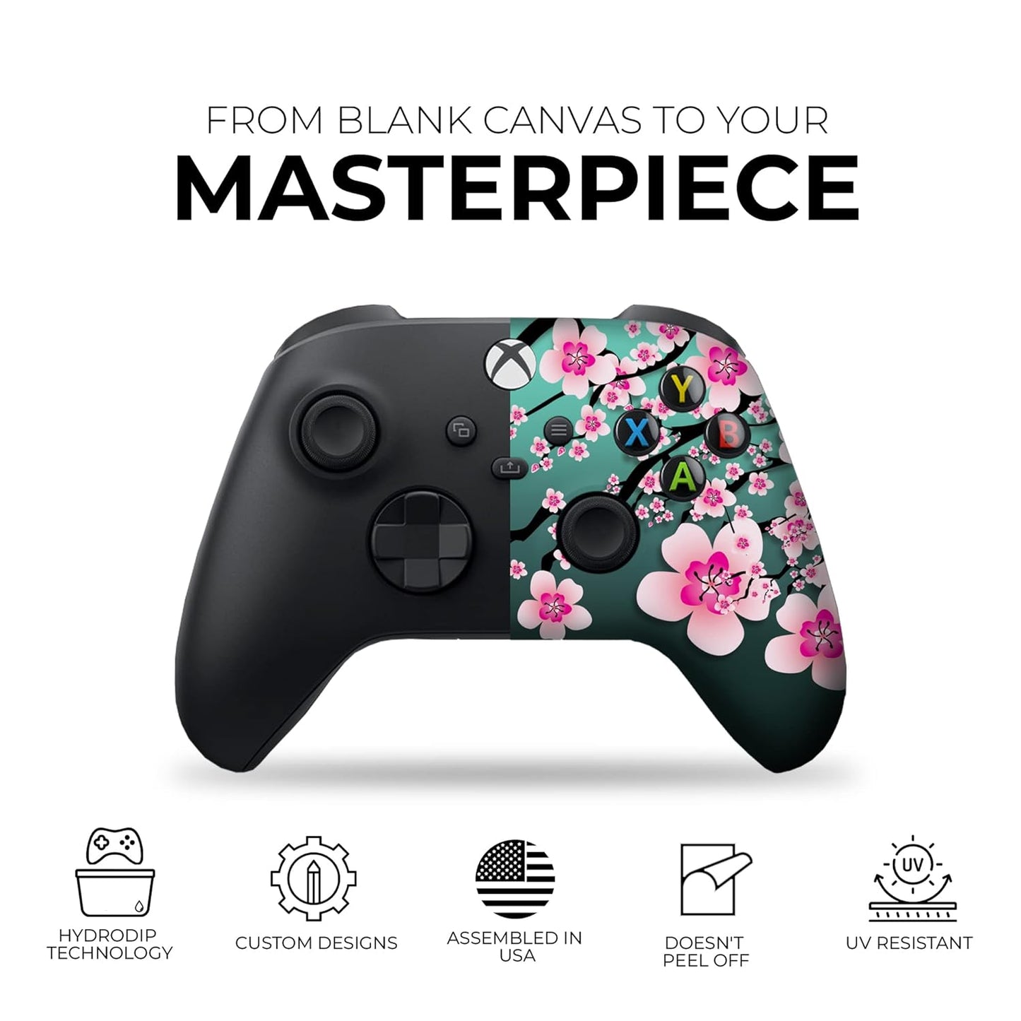 DreamController Cherry Blossom Custom X-box Controller Wireless compatible with X-box One/Series X/S Proudly Customized in USA with Permanent HYDRO-DIP Printing(NOT JUST A SKIN) (MODDED)