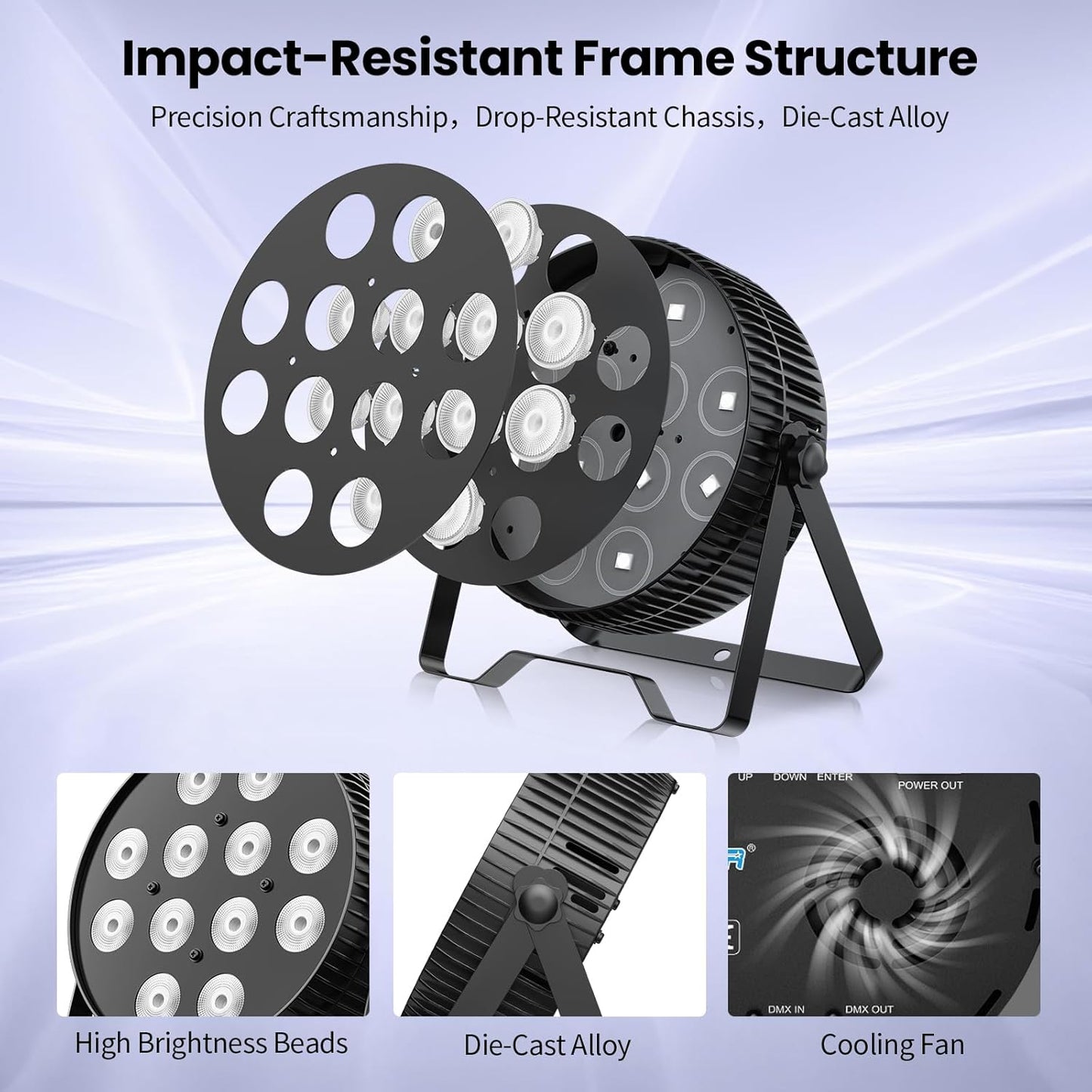 Betopper LED Stage Lights,12X18W DJ Par Light,RGB+Lime+Amber+UV 6-in-1 Wash/Strobe Effect Stage Lighting, DMX512/Sound Activated Uplighting Light for DJ,Parties,Concerts,Bars,1 Pack