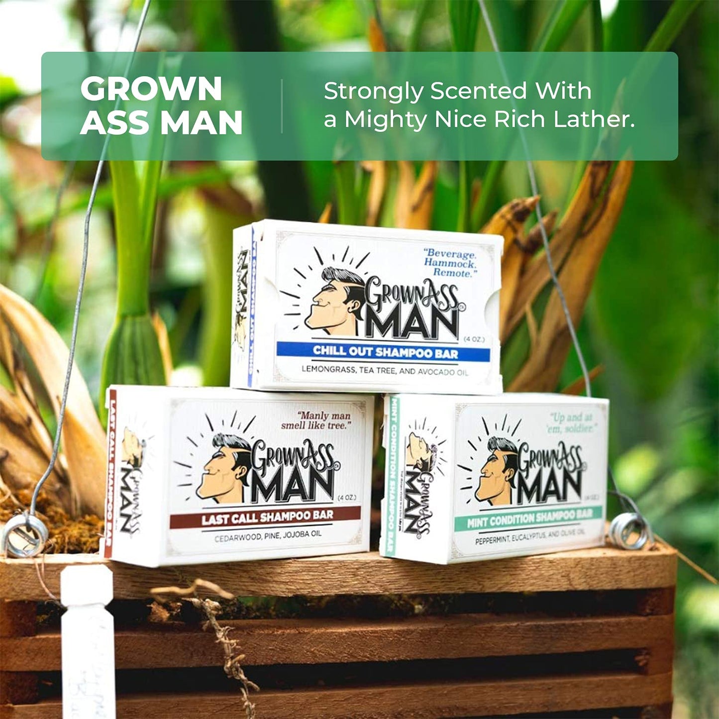 Solid Shampoo Bar Rich Lather 3 in 1: Hair, Beard & Body Wash - Plastic Free & Eco-Friendly, Natural & Organic Clean for All Hair Types, 4oz Bar (Mint Condition, Single)