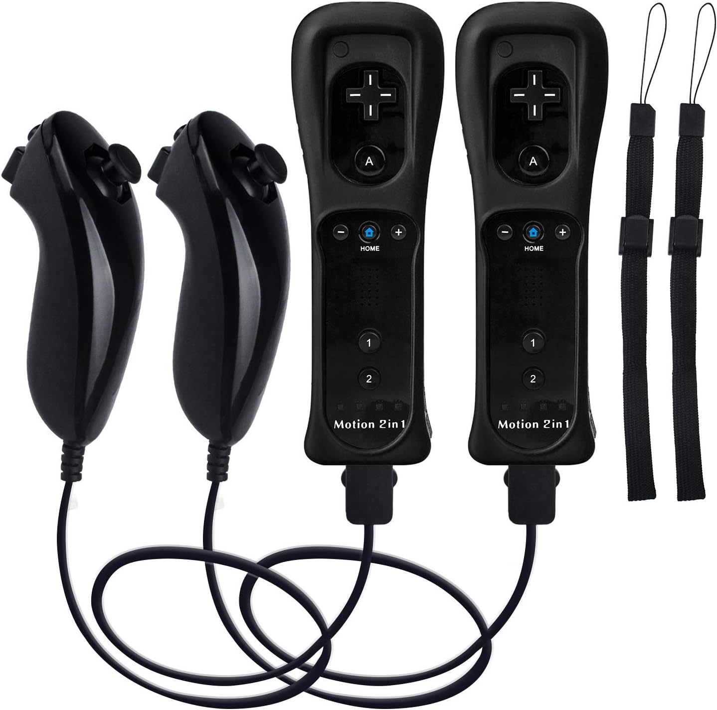 Motion Plus Wii Controllers 2Packs with Nunchucks, Wii Remote Controllers Compatible for wii and Wii U with Built in Motion Plus