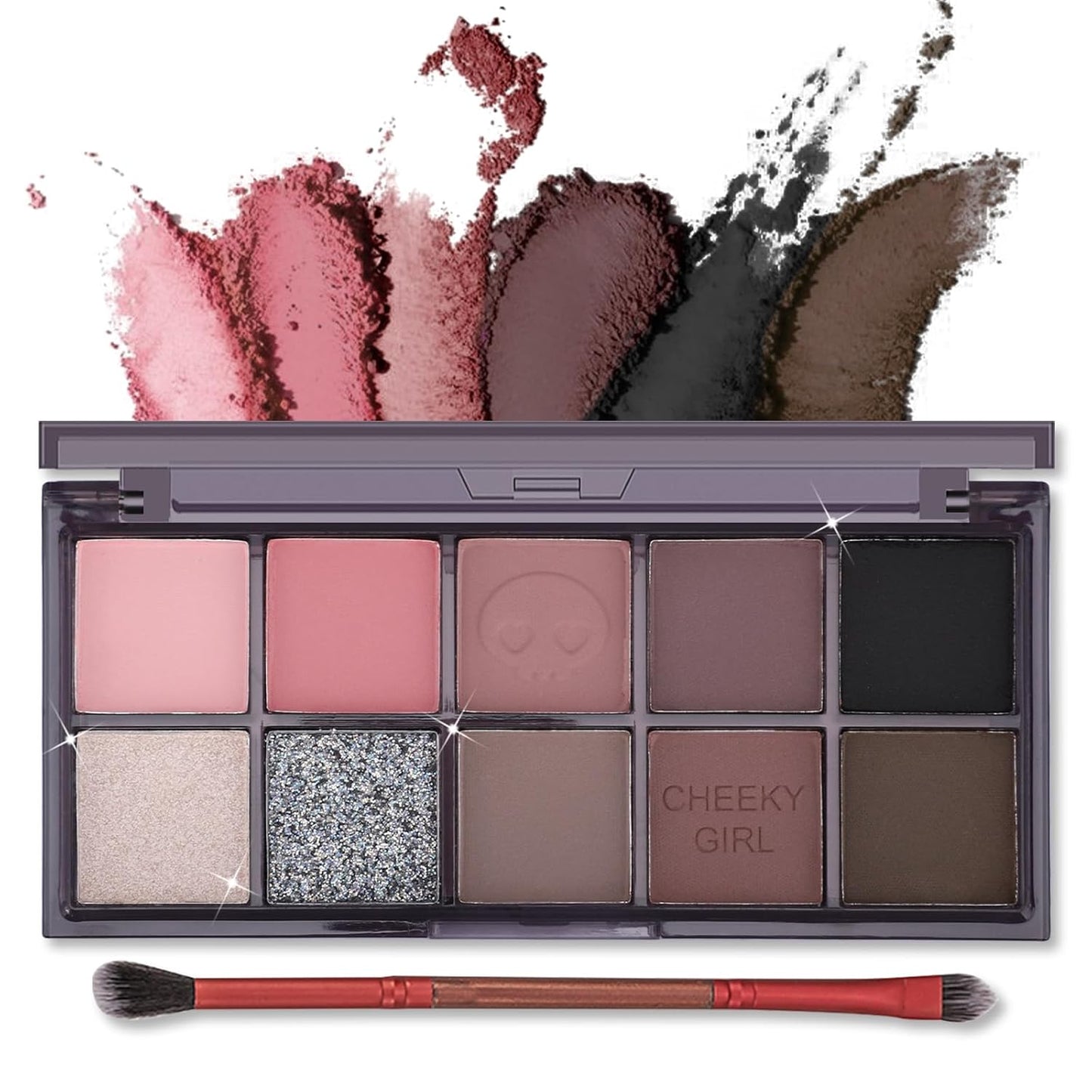 Erinde 10 Colors Eyeshadow Palette Makeup - Matte Shimmer Glitter Eye Shadow, Ultra-Blendable, High Pigmented, Naturing-Looking, Neutral Nude Eyeshadow Pallet with Professional Brush,18