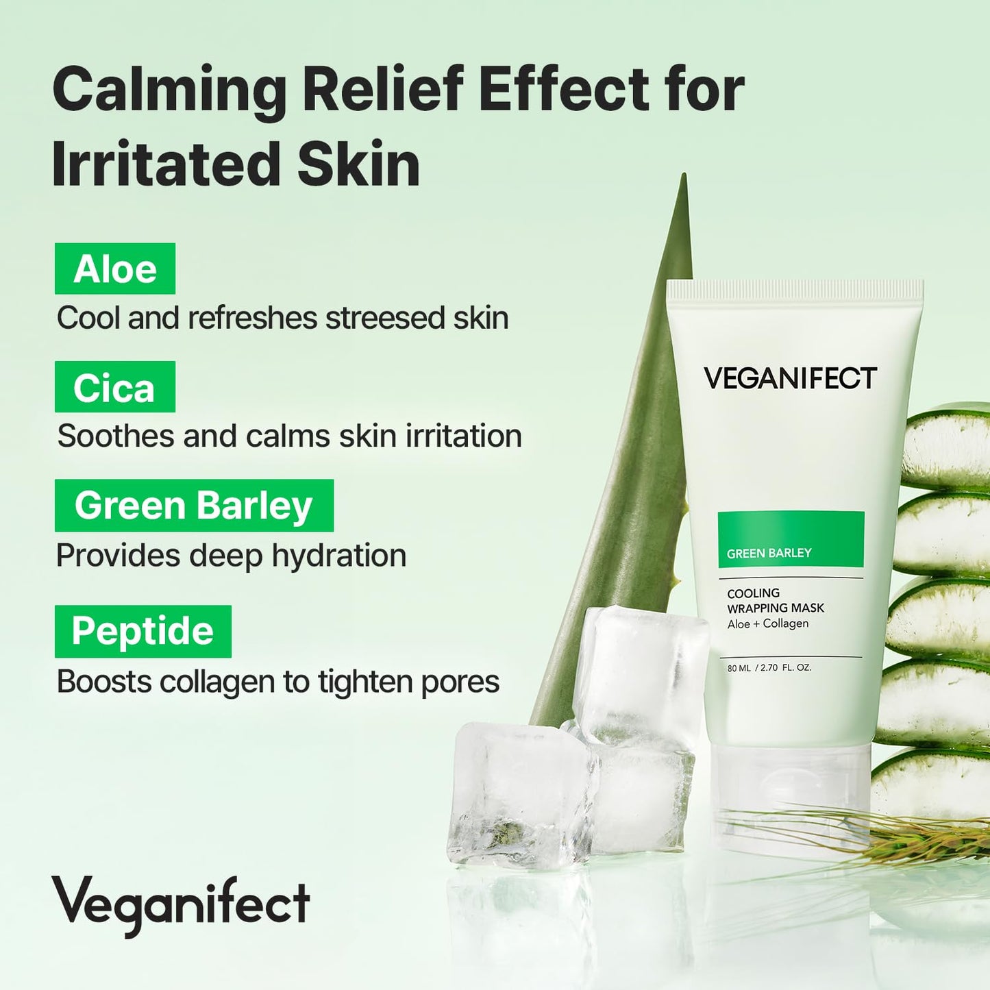 Aloe Cica Wrapping Peel Off Facial Mask with Jelly Brush, For Skin Refreshing, Instant Cooling, Soothing, Pore Tightening, Korean Skincare, 2.73 Fl Oz