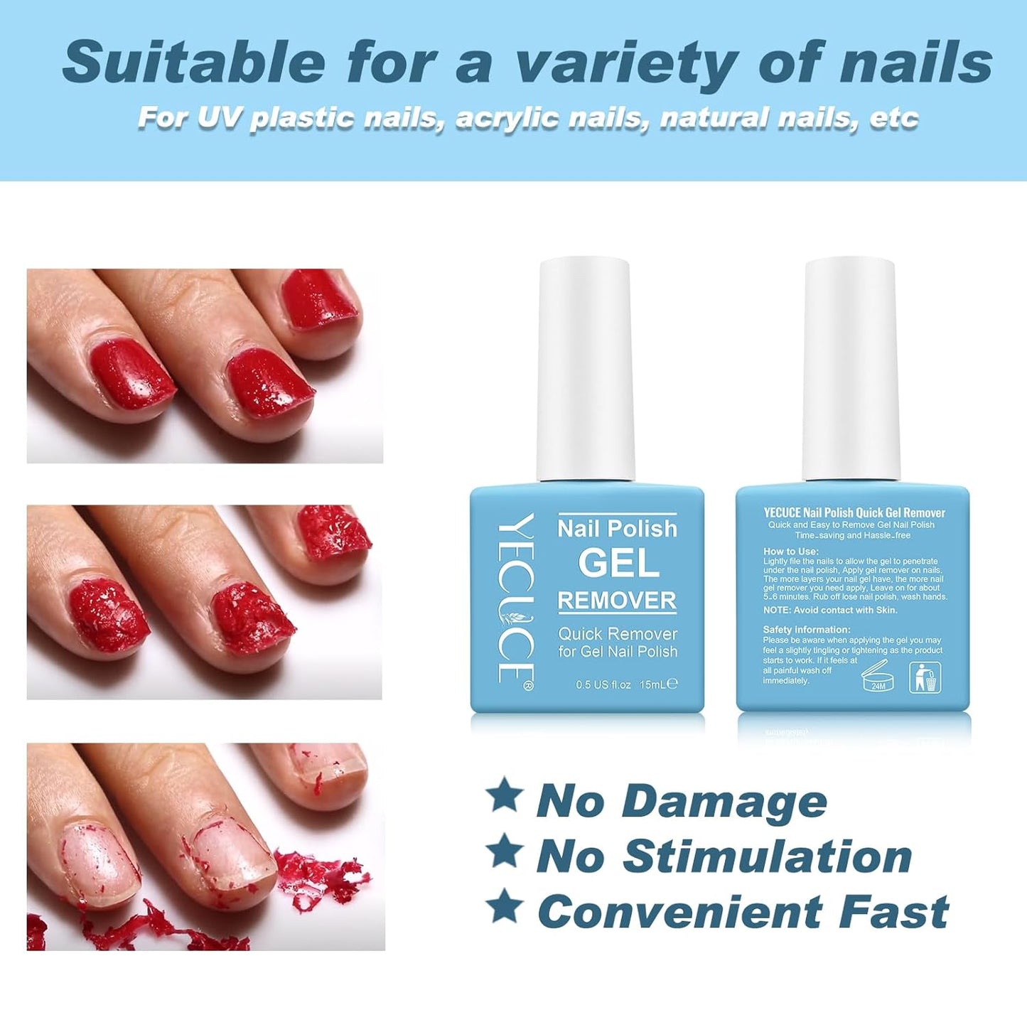 Gel Nail Polish Remover, Nail Polish Remover Tool Removing In 3-5Mins, Professional Remover Gels at Home, No Need Soaking or Wrapping