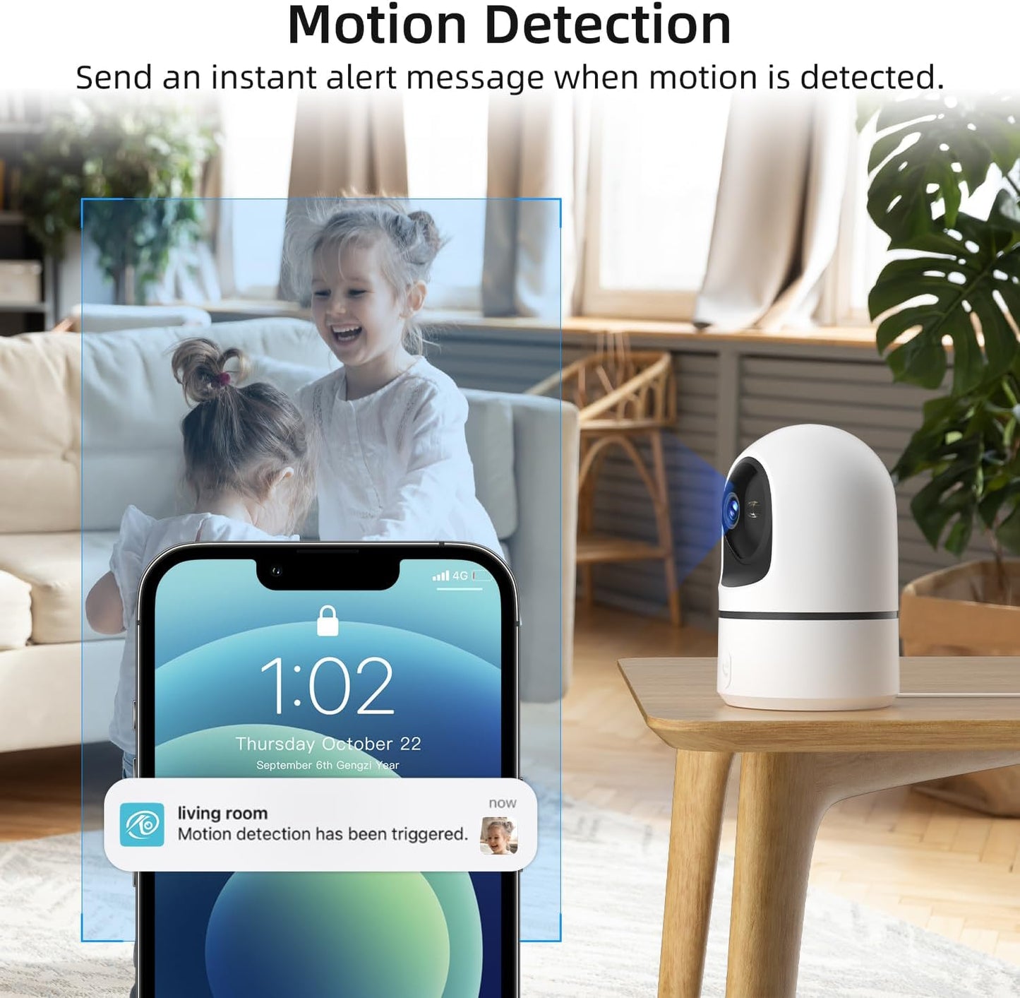 2K Indoor Security Camera, 360° WiFi Cameras for Home Security, Baby/Pet Camera with Phone App, One-Touch Call, Auto Tracking, IR Night Vision, Motion Detection, 2.4Ghz WiFi (2 Pack)