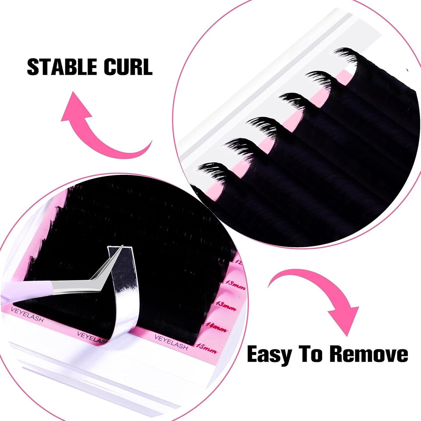 VEYES INC Cashmere Smart Fan Lash Extensions 0.03 0.05 0.07 C/CC/D Curl 8-20mm Mixed & Single Length, Super Matte Black Volume Lashes, Professional Supplies for Lash Techs (0.03 D 16mm)