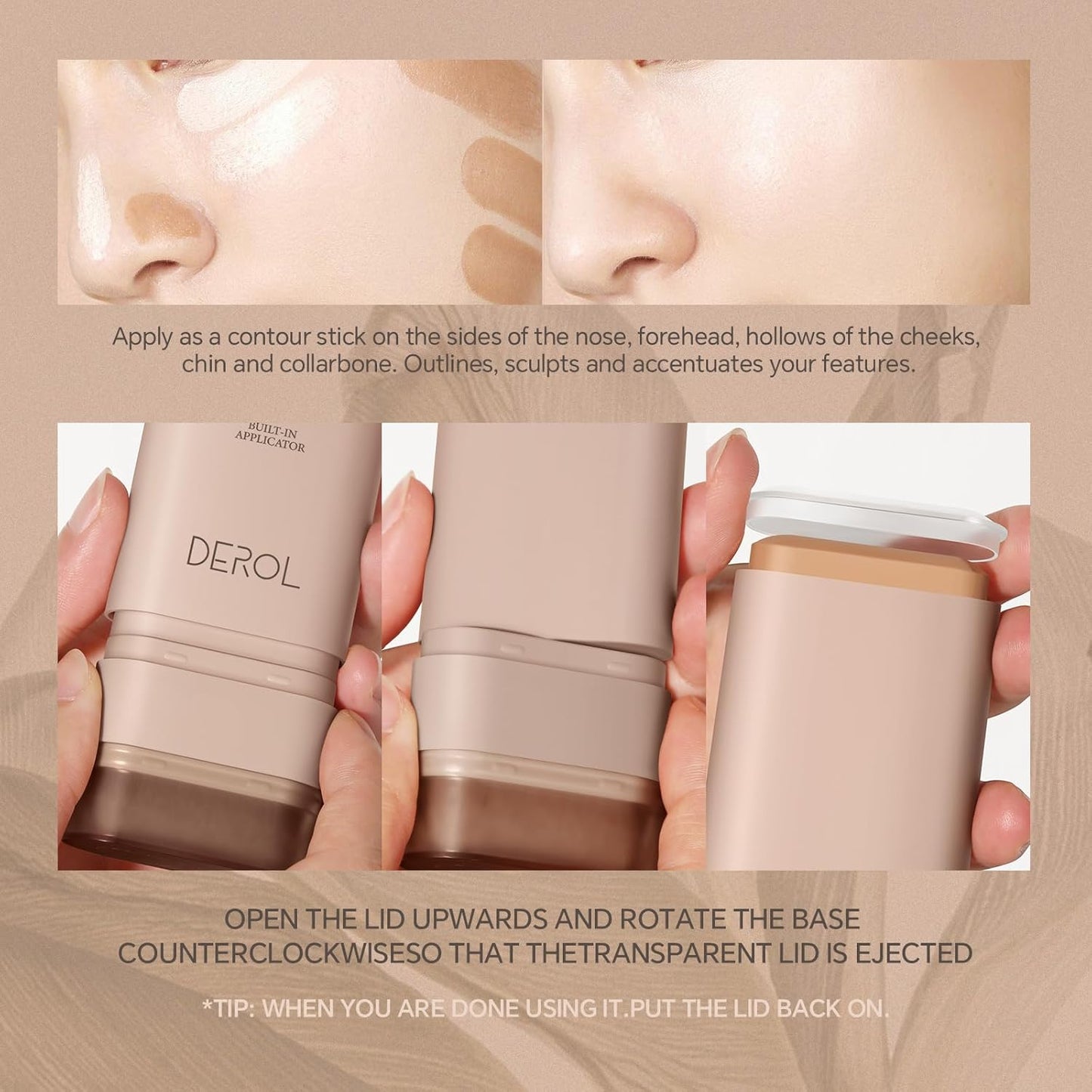 Multi-Use Foundation Stick Makeup with Brush,High Coverage Blendable Lightweight Contour Stick,Waterproof Flawless Natural Finish Creamy Foundation Makeup,Longwear Face Makeup Stick(#5)