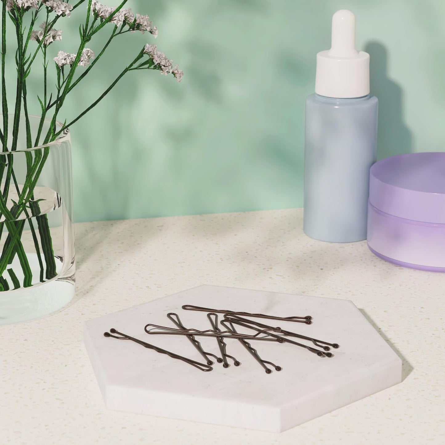 Amazon Basics Bobby Pins, Brown Hair Pins for all Hair types, 72 Count