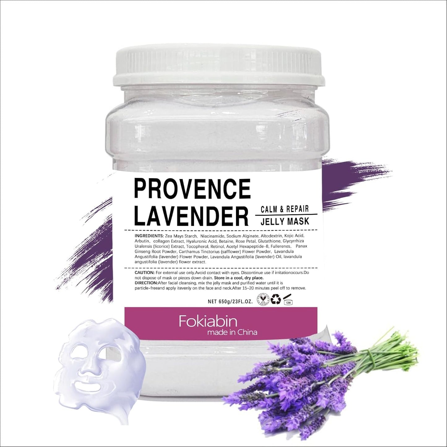 Jelly Mask for Facials, Hydrating & Moisturizing Peel-Off Rubber Gel Face Mask, Skin Care for Deep Hydration & Glow, 23 Fl Oz Jar Professional Spa Use for All Skin Types with Lavender essence