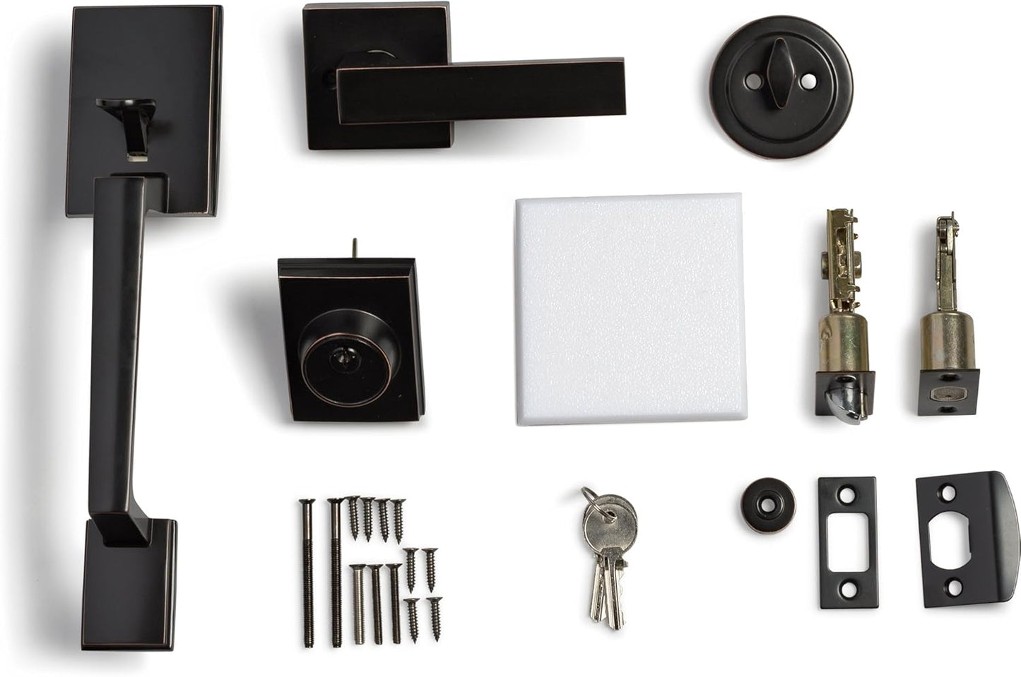 Berlin Modisch Single Cylinder HandleSet with Lever Door Handle (for Entrance and Front Door) Reversible for Right and Left Handed and a Single Cylinder deadbolt Handle Set Oil Rubbed Bronze Finish