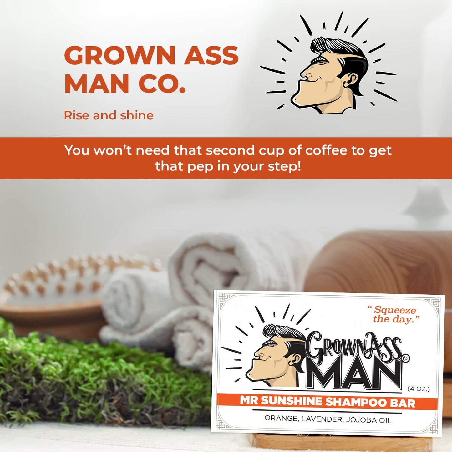Solid Shampoo Bar Rich Lather 3 in 1: Hair, Beard & Body Wash - Plastic Free & Eco-Friendly, Natural & Organic Clean for All Hair Types, 4oz Bar (Mister Sunshine, 3-Pack)