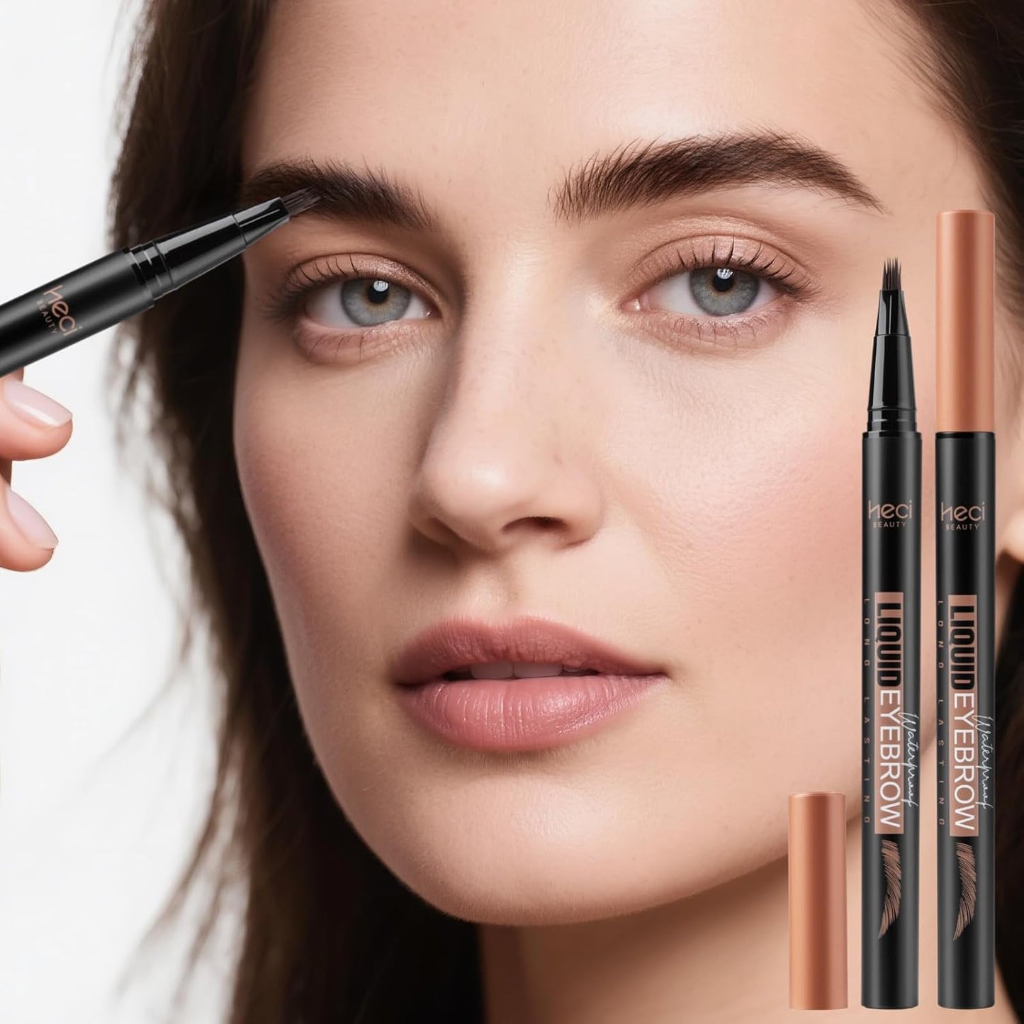 Eyebrow Pen,Angled Brow Brush,Eyebrow Pencils for Women,Natural Brow Pen,Hair-Like Strokes, 24hrs Long-Lasting,Waterproof, Smudge-Proof, Easy to Use,Multiple Uses,Gifts for Her, Dark Brown