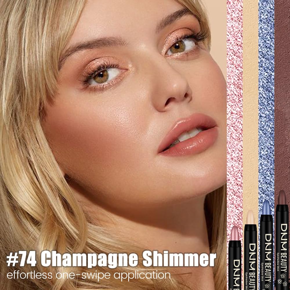 Kaely Cream Eye Shadow Sticks, Champagne Shimmer Eyeliner Pencil Eyeshadow Palette Makeup, Eye Highlighter Brightener Stick for Older Women Waterproof Pigmented, sombras para ojos, New-74