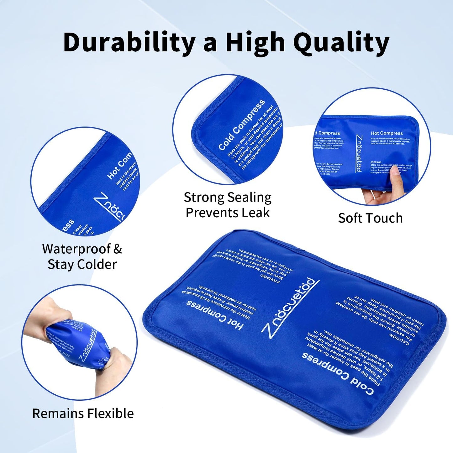 Gel Ice Pack for Injuries Reusable Soft Freezer Ice Bag with Strap- Hot Cold Compress Packs for Swelling Bruises Surgery Knee Shoulder Foot Back Ankle Neck Elbow Wisdom Tooth-2 Pack